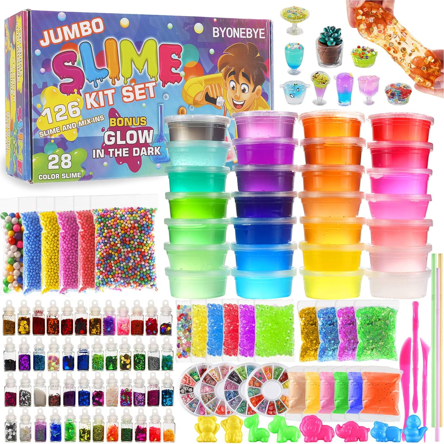 126 Pcs DIY Slime Making Kit for Girls Boys - Birthday Idea for Kids Age 5+. Ult