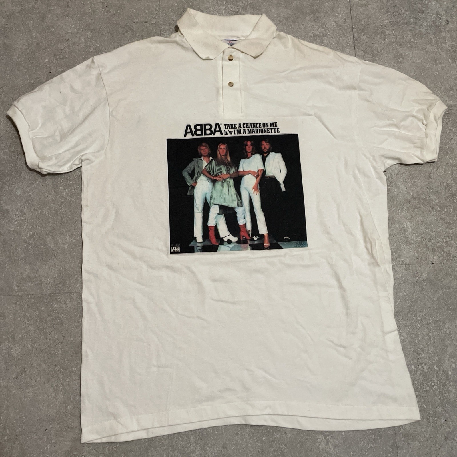 80s Vintage Abba Shirt DeadStock Rare Record Store Promo Polo Atlantic NOS