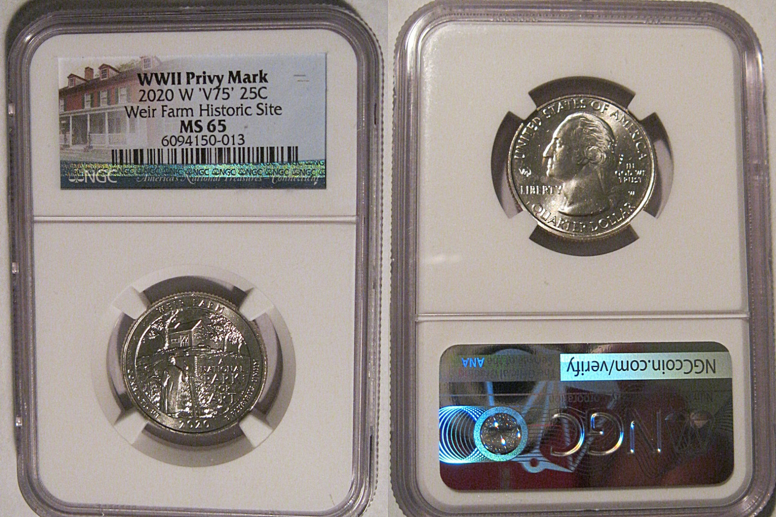 2020 W Weir Farm Historic Site NP Quarter 25c NGC MS 65 Privy Mark V75 2020 W Weir Farm Historic Site NP Quarter 25c NGC MS 65 Privy Mark V75