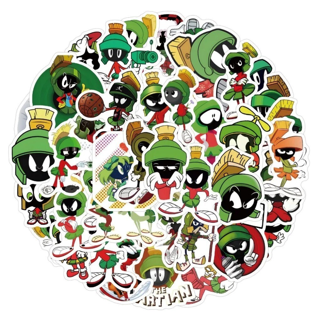 Marvin the Martian Cartoon Themed Set of 50 Assorted Stickers Decal Set Marvin the Martian Cartoon Themed Set of 50 Assorted Stickers Decal Set