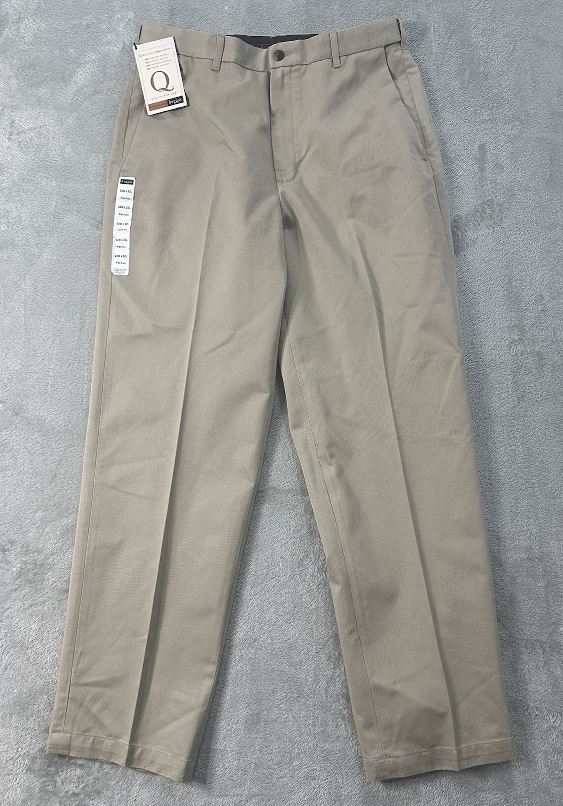 NWT Haggar Work To Weekend Khaki Classic Fit Pleated Pants 34X32 Beige MSRP $60