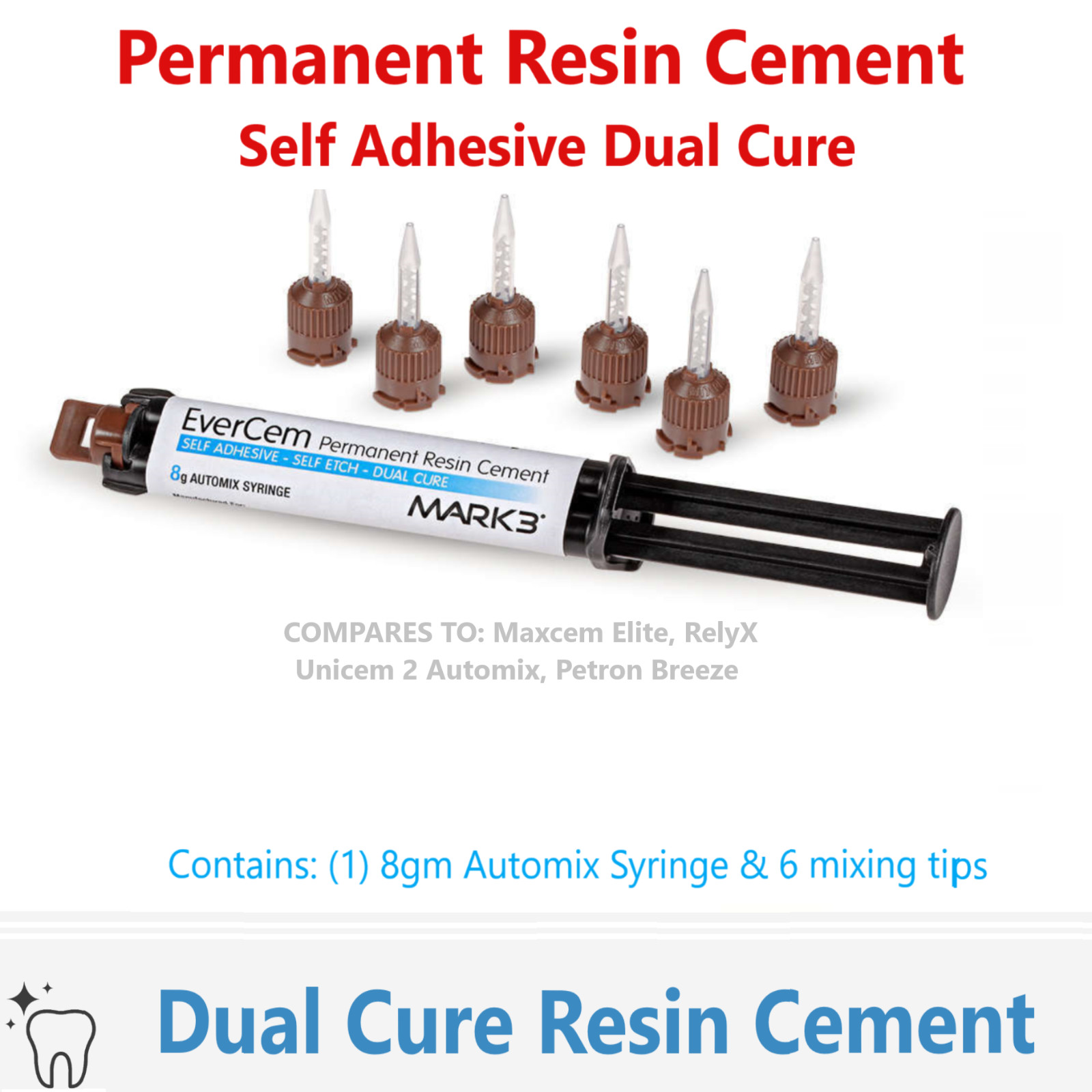 Dental Permanent Resin Cement Universal Dual Cure 8gm. Automix Syr, Exp: 04/2028 Dental Permanent Resin Cement Universal Dual Cure 8gm. Automix Syr, Exp: 04/2028