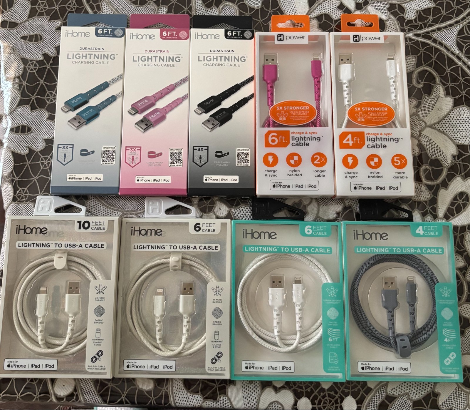 iHome USB-A Cable 4ft 6ft 10ft - 9 Charging Cables iHome USB-A Cable 4ft 6ft 10ft - 9 Charging Cables