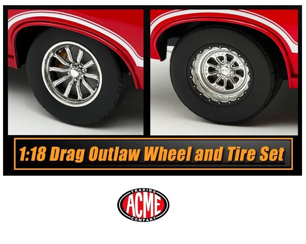 New Acme 1:18 Scale Drag Outlaw Wheel & Tire Set A1805631W