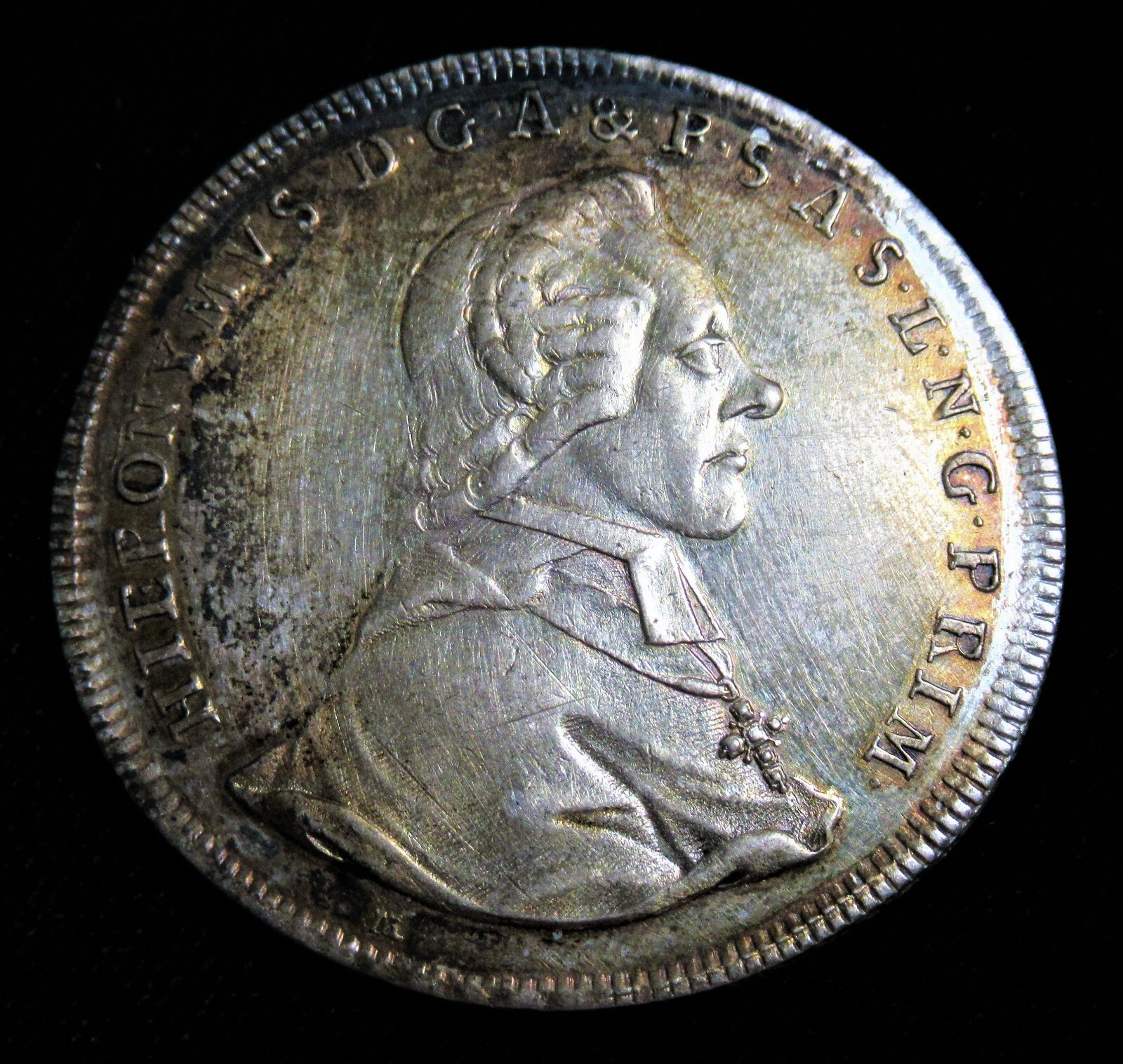Austria: Salzburg. Hieronymous Taler 1784-M, Choice BU. Superb Original Toning Austria: Salzburg. Hieronymous Taler 1784-M, Choice BU. Superb Original Toning