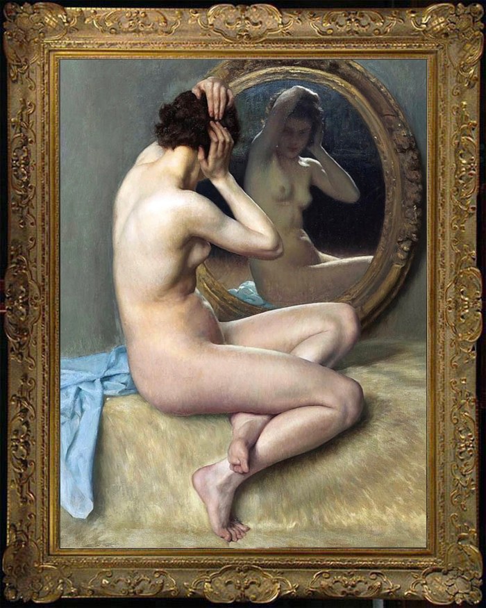 Hand Painted Classical Oil Painting Female Women Nude Canvas Art Antique Style