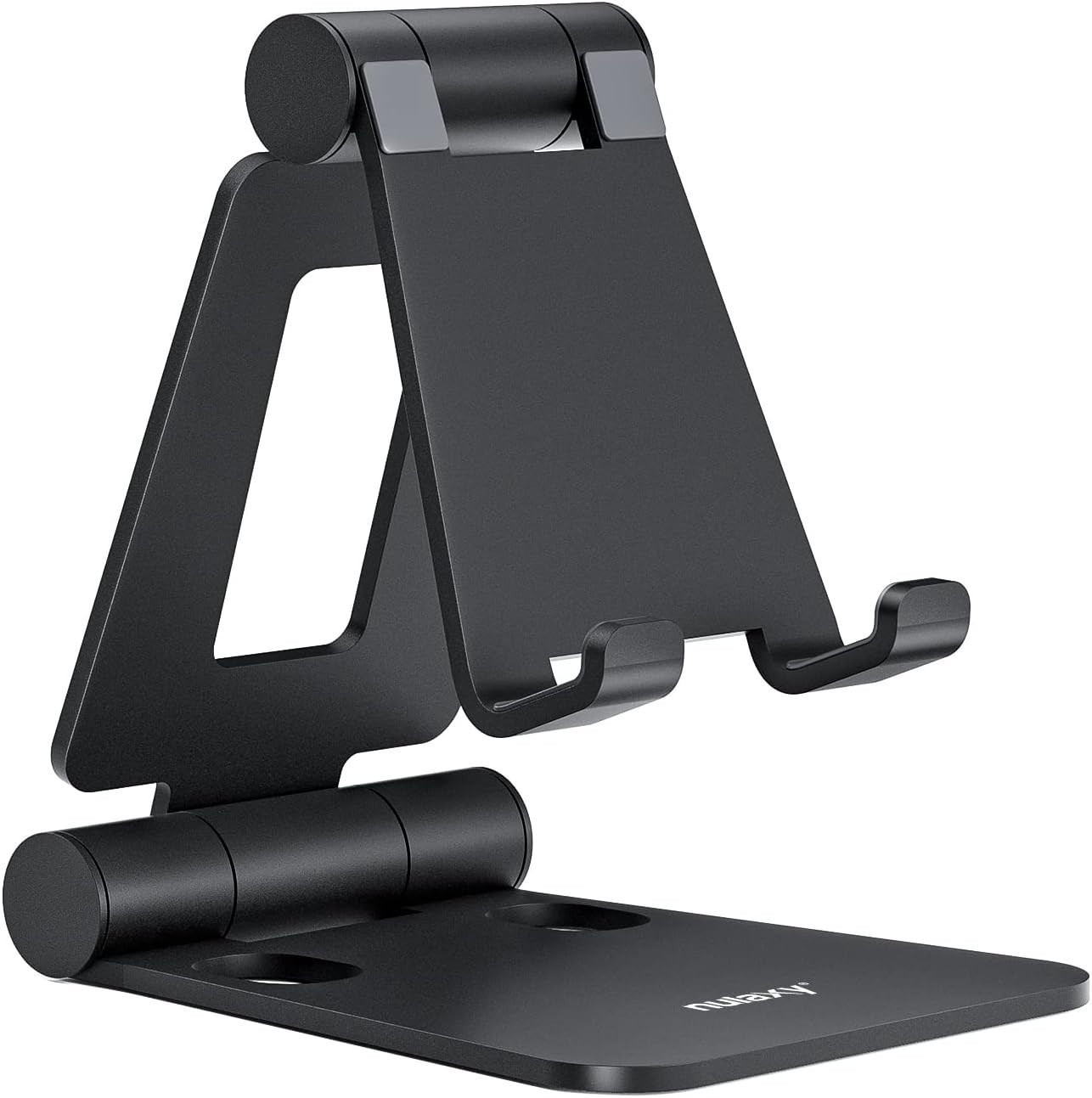 Nulaxy Full Aluminum Dual Folding Cell Phone Stand for Desk, Black Nulaxy Full Aluminum Dual Folding Cell Phone Stand for Desk, Black