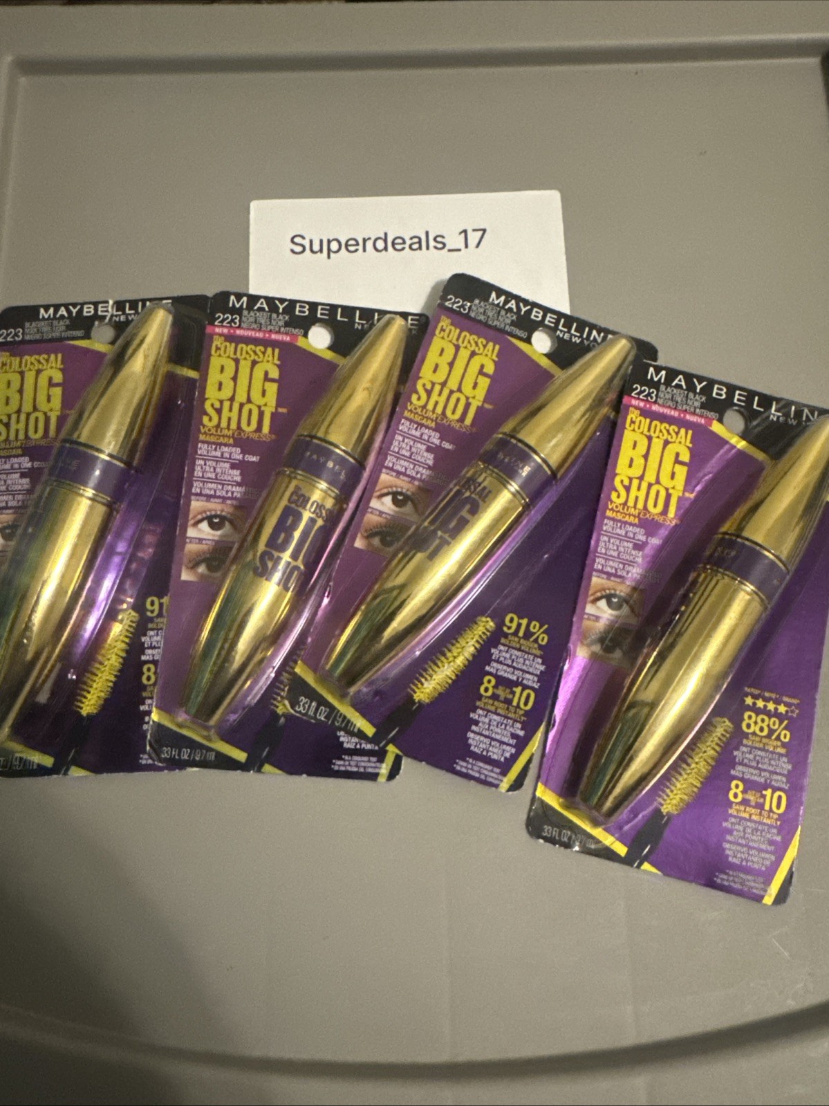 Maybelline Colossal Big Shot Volum\' Express Mascara 223 BLACKEST BLACK - 4 Pack Maybelline Colossal Big Shot Volum\' Express Mascara 223 BLACKEST BLACK - 4 Pack
