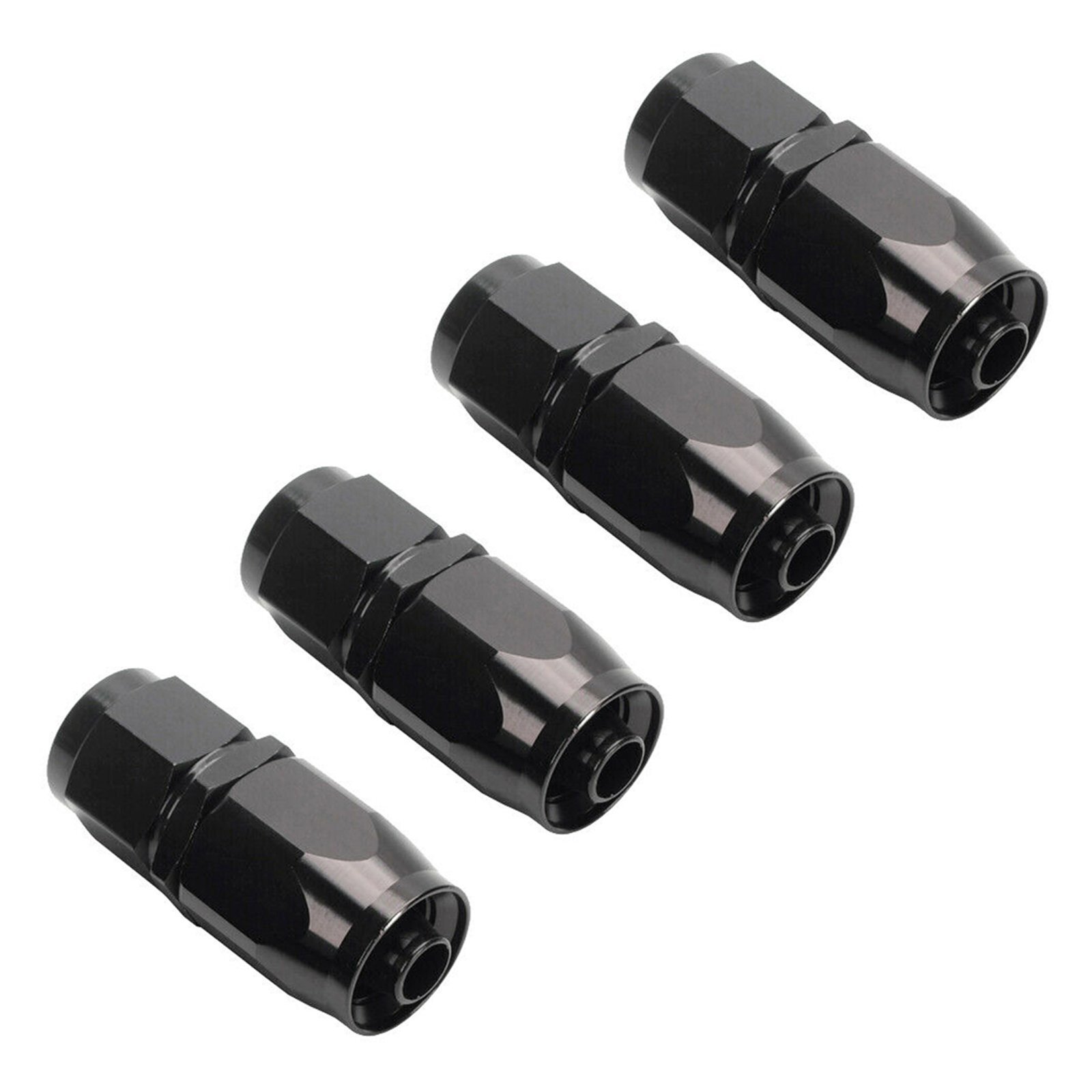 4PCs 6AN AN6 -6AN BLACK STRAIGHT SWIVEL FUEL OIL HOSE END FITTINGS
