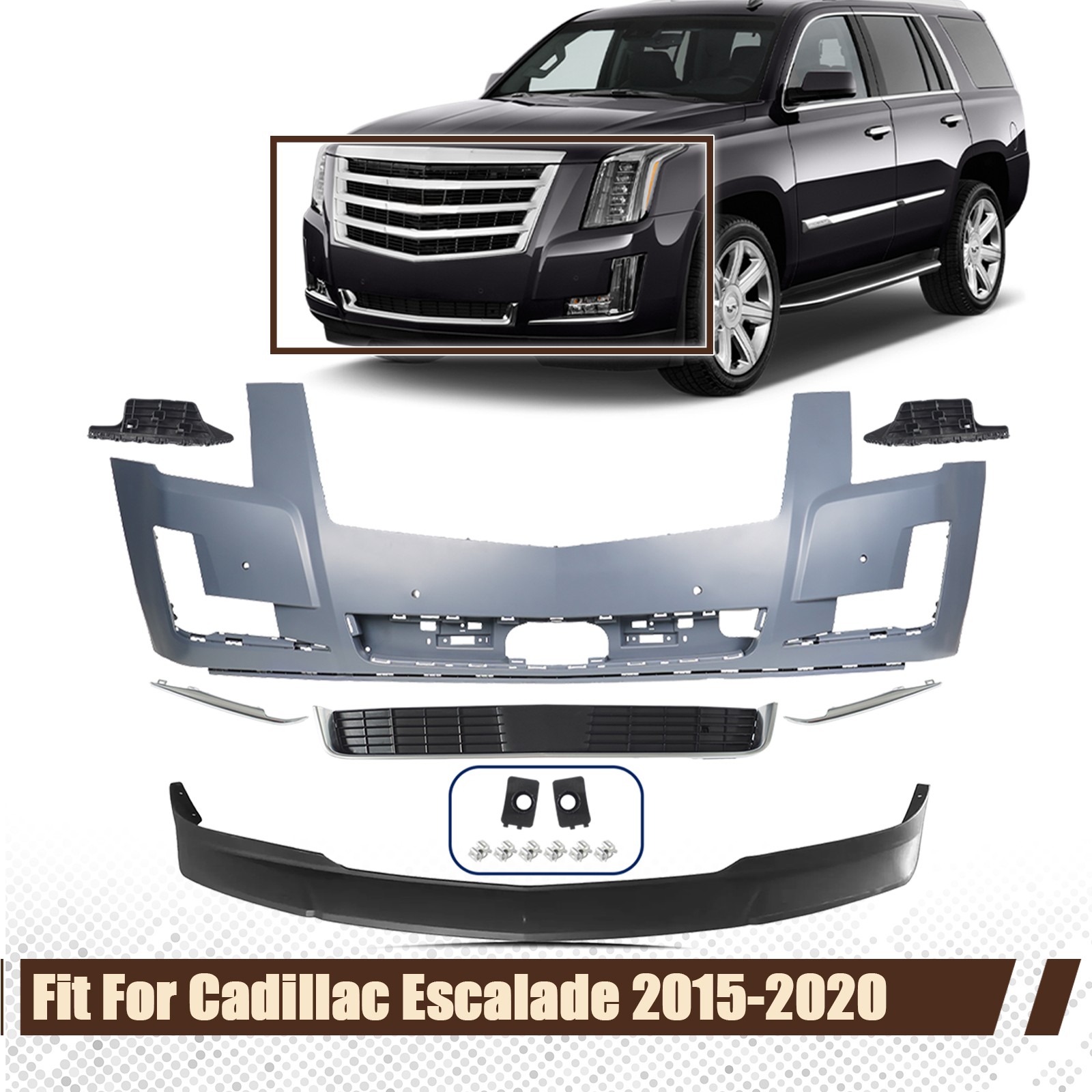 For 2015-2020 Cadillac Escalade & ESV Front Bumper Cover Lower Grill Kit w/ Hole For 2015-2020 Cadillac Escalade & ESV Front Bumper Cover Lower Grill Kit w/ Hole