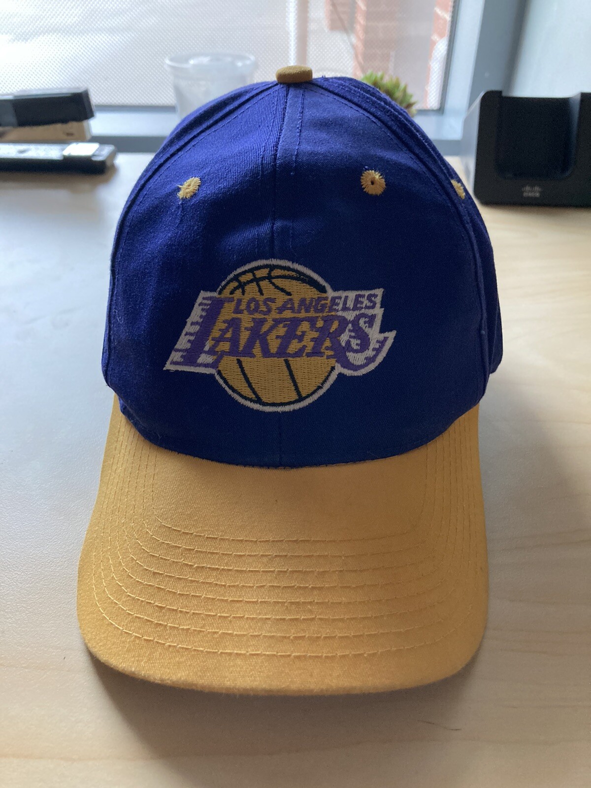 Vintage Los Angeles Lakers Hat Cap Snap Back Logo 7 Purple NBA Basketball READ