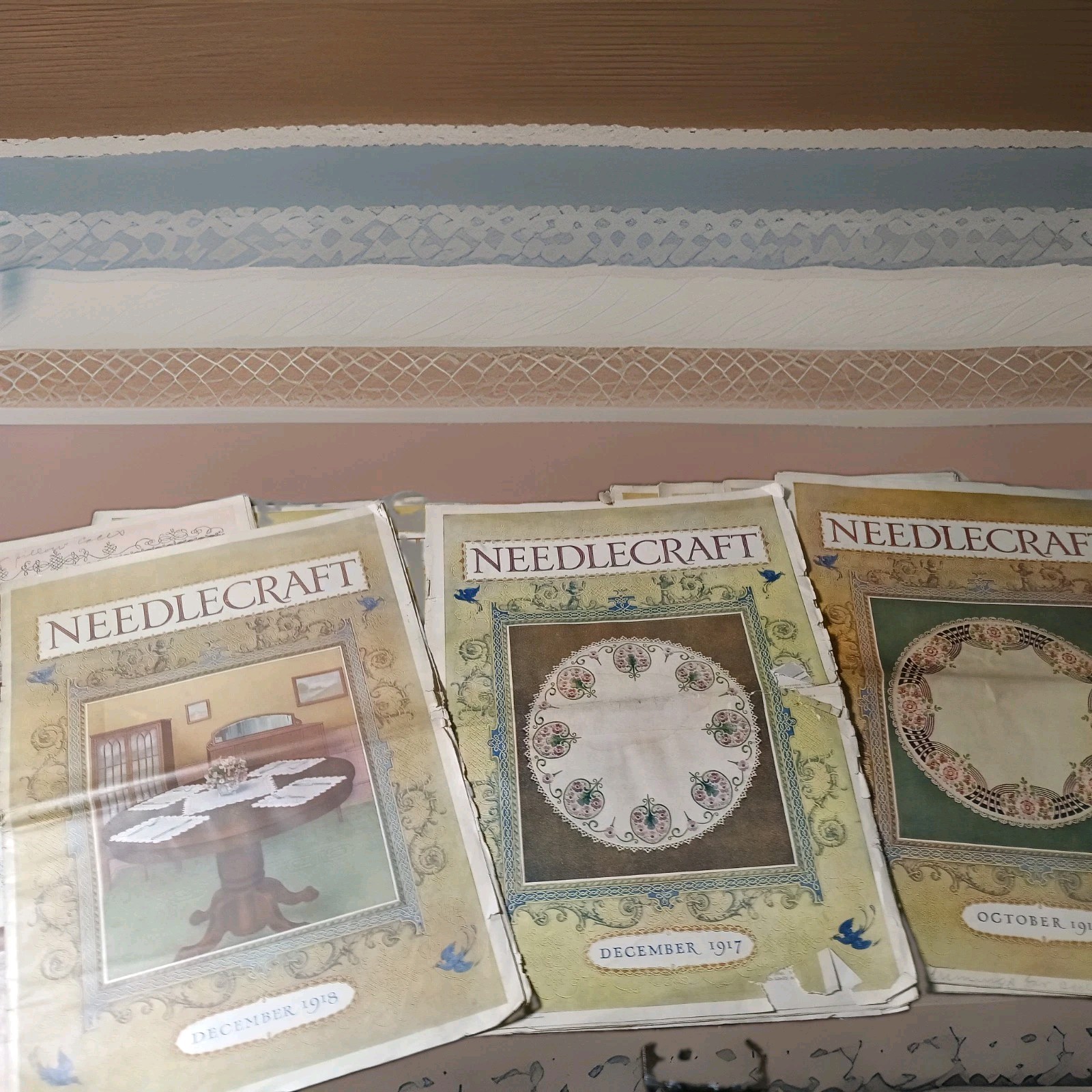 Antique 1917-1919 Needlecraft Magazines Lot 9 Complete Issues Cream of Wheat Ads
