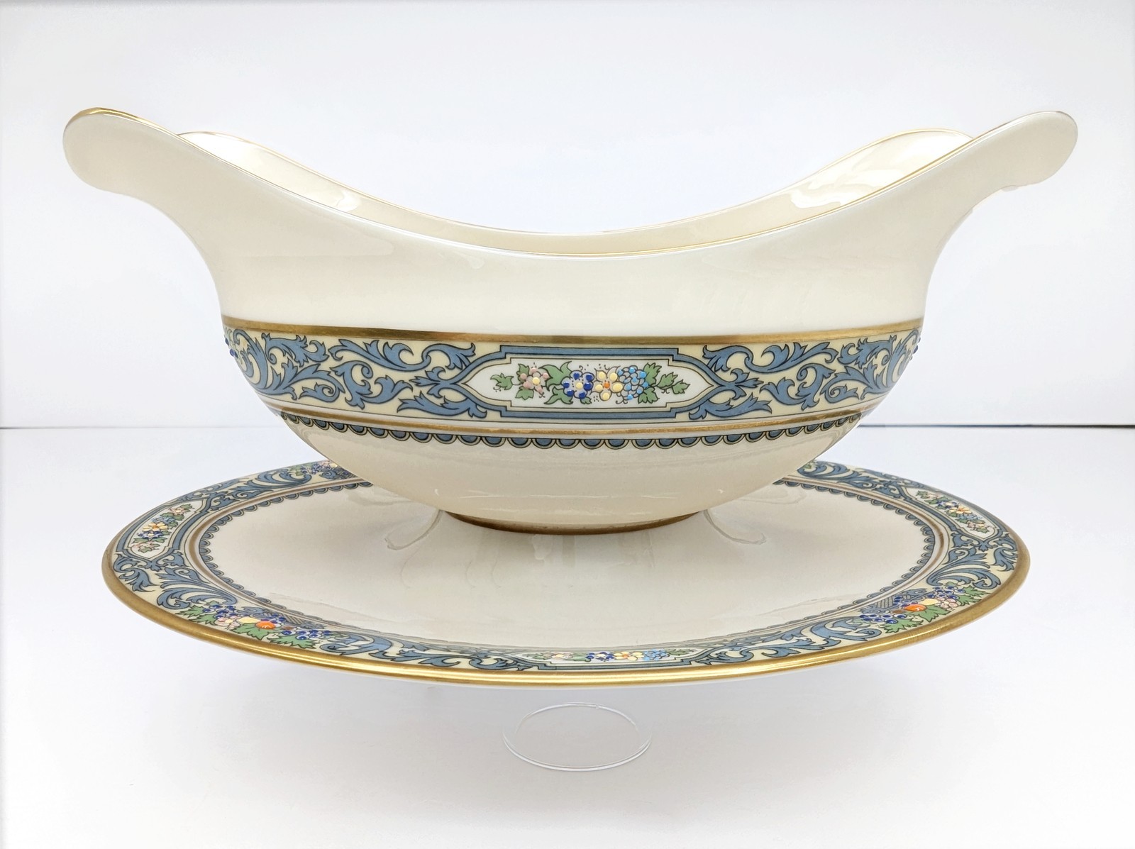 Vintage Lenox Autumn Gravy Boat with Attached Underplate Unused Display Only