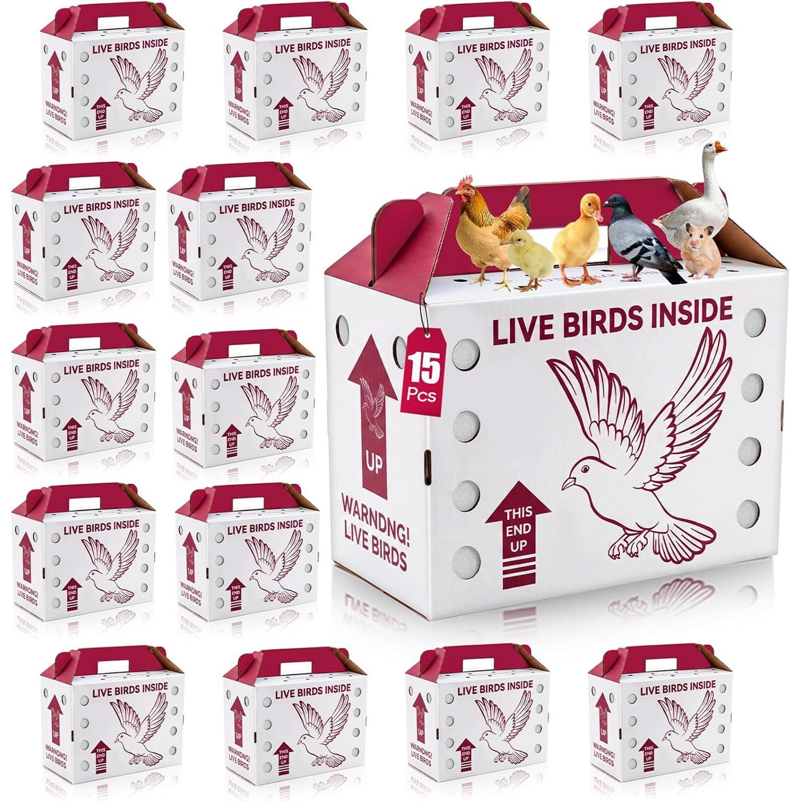 15 Pack Live Chicken Shipping Boxes, 17.5 15 Pack Live Chicken Shipping Boxes, 17.5