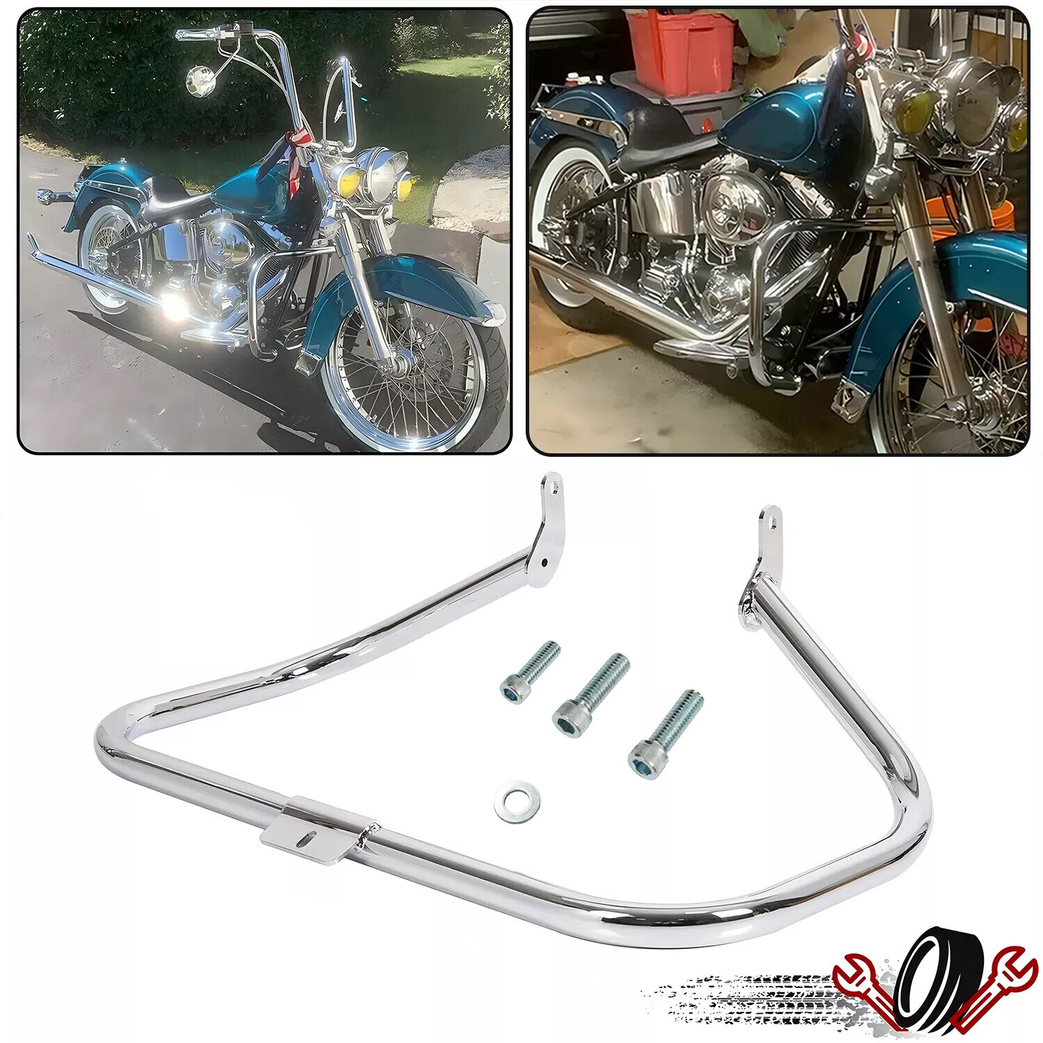 Highway Engine Guard Crash Bar Chrome For 2000-17 Harley Heritage Softail FatBoy