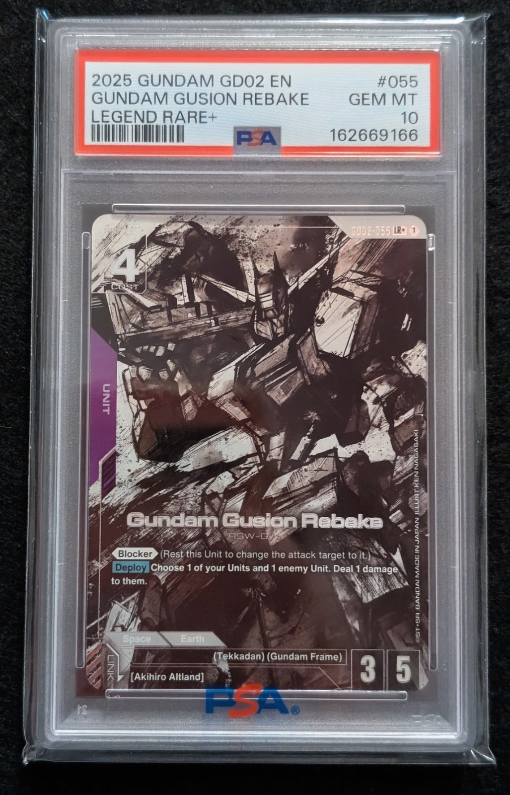 Bandai 2025 Gundam Card Game GD02 Gundam Gusion Rebake LR+ #055 PSA 10 GEM MINT Bandai 2025 Gundam Card Game GD02 Gundam Gusion Rebake LR+ #055 PSA 10 GEM MINT