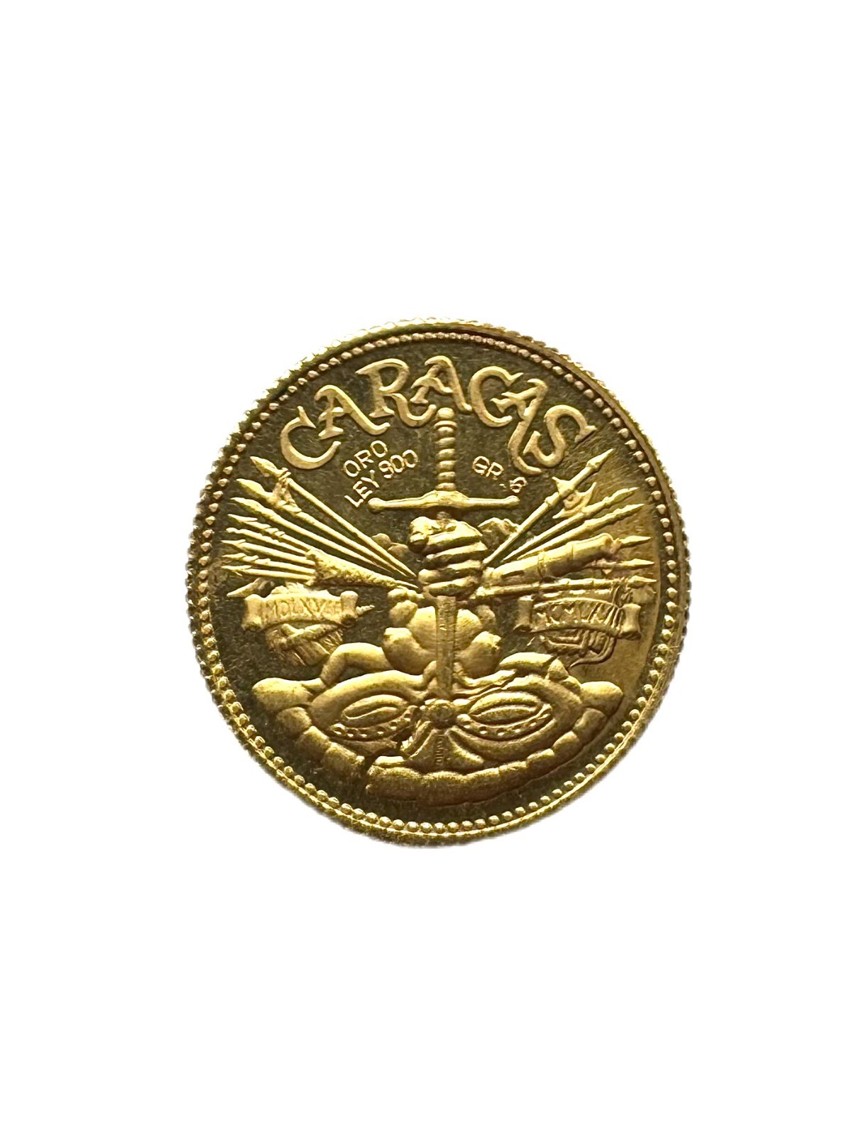 1967 Venezuela Gold Caracas 400th Anniversary Medal 6 Grams .900 Fine Tri-Effigy