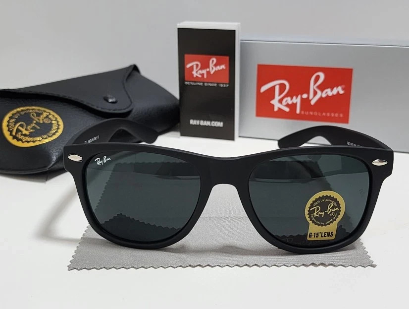 US New Ray-Ban RB2140 Wayfarer Sunglasses Black Frame Glass Gray Lens 50/22 mm US New Ray-Ban RB2140 Wayfarer Sunglasses Black Frame Glass Gray Lens 50/22 mm