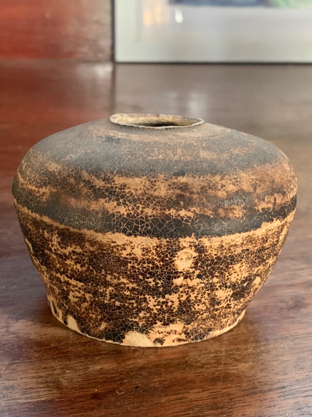 Antique Thai Ceramic Lime Pot 15th - 18thC Sawankhalok Style Miniature Jarlet