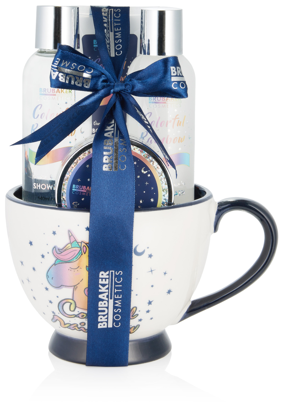 BRUBAKER Cosmetics 5-pcs Unicorn Bath and Shower Set Colorful Rainbow with Vanil