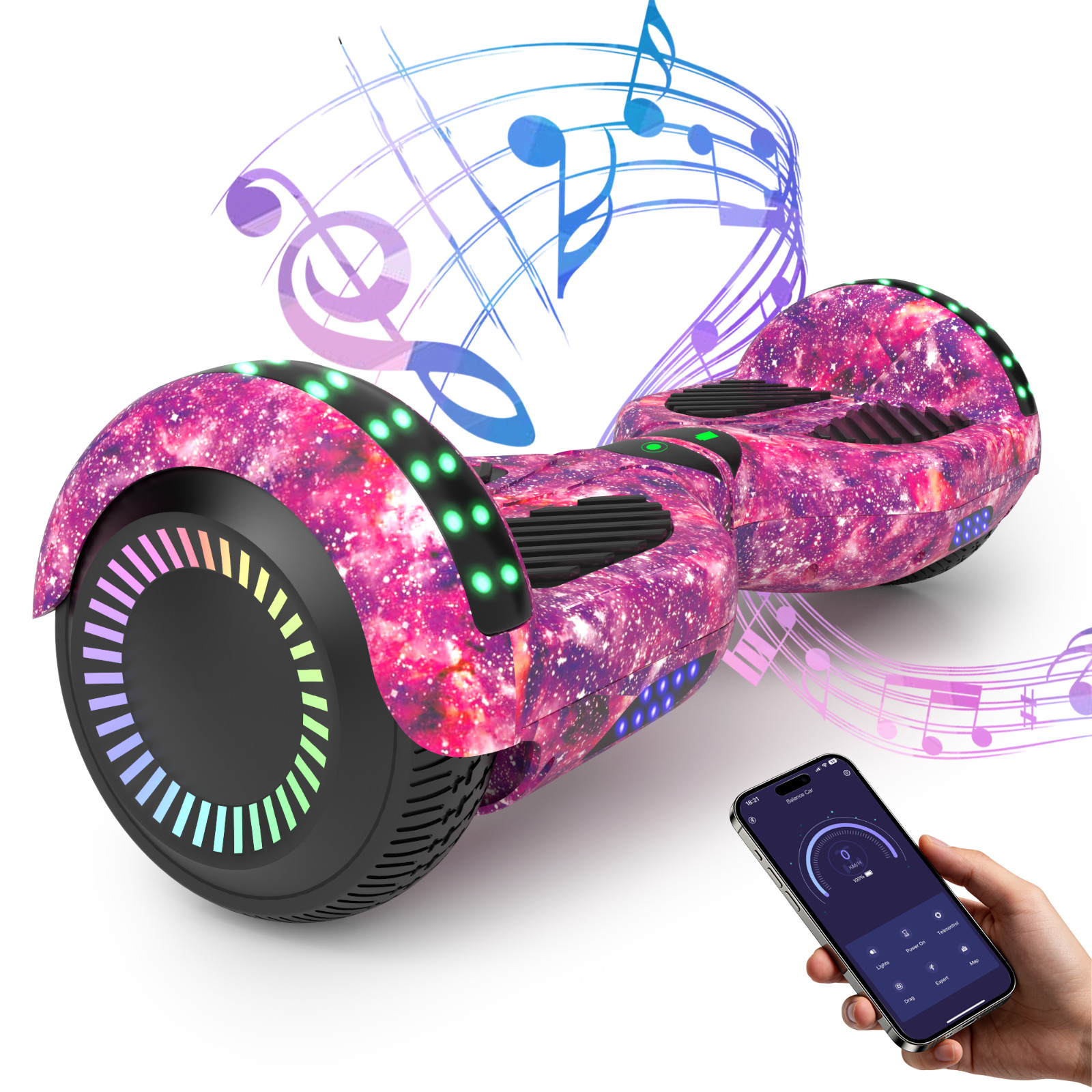 Commugo Kids Hoverboard Light-Up Wheel Black Dash Beginner-Friendly  6YR+ UL2272