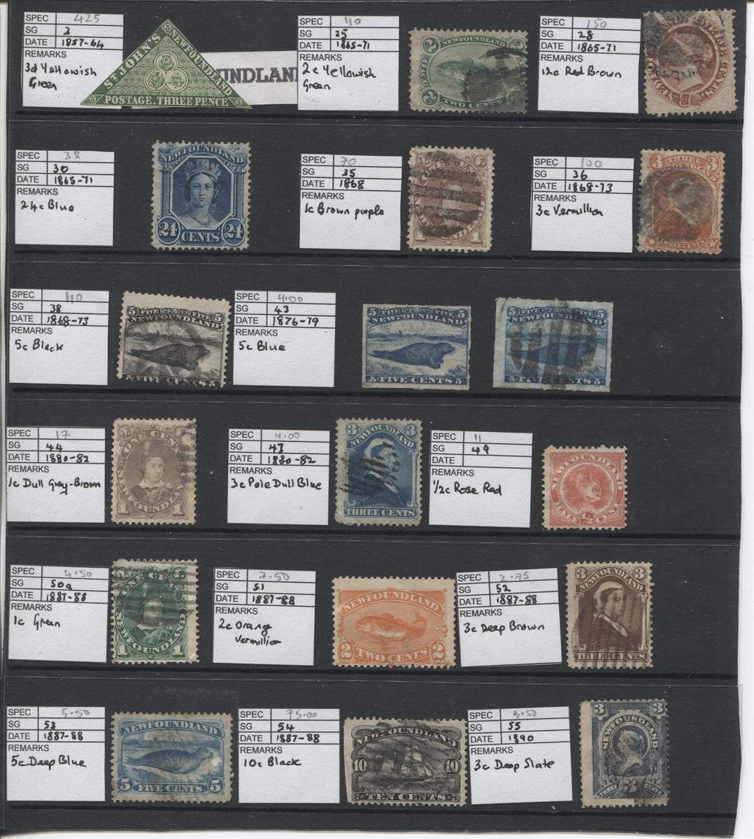 GB QV Newfoundland Lot SG2 to SG55 inc 3d Triangle 5c & 10c Black 12c SG28 24c