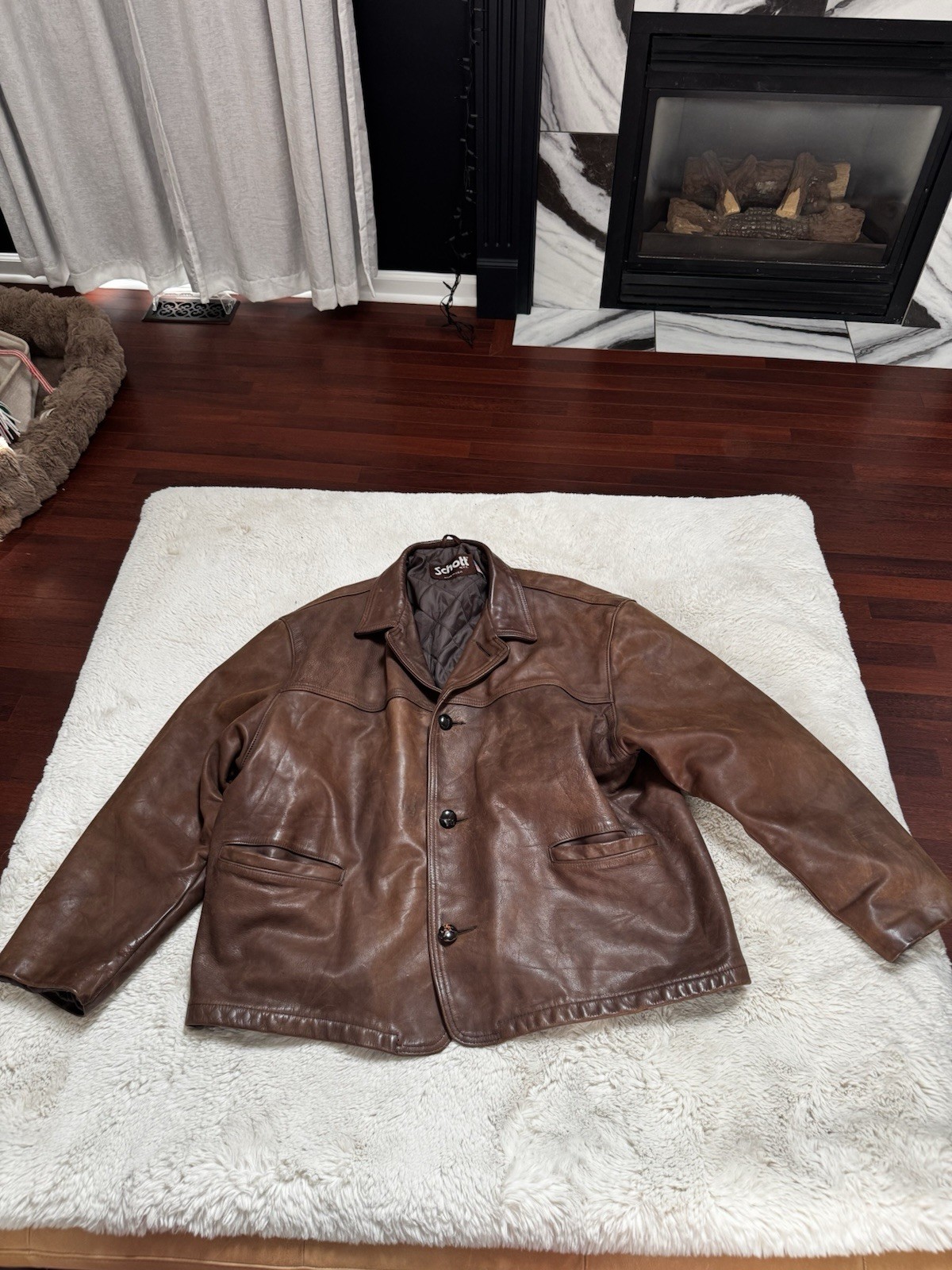 Schott Leather Jacket Size 52 Brown Schott Leather Jacket Size 52 Brown