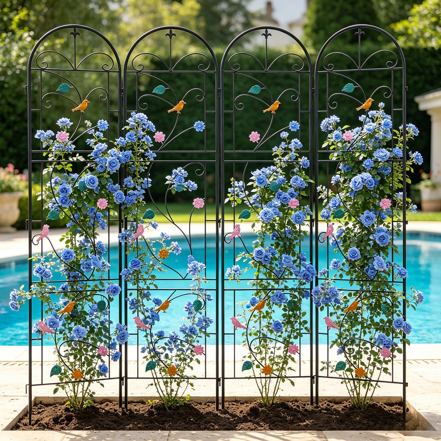 2-6PCS Cute Garden Trellis for Climbing Plants Outdoor Coating Rustproof 84x38”