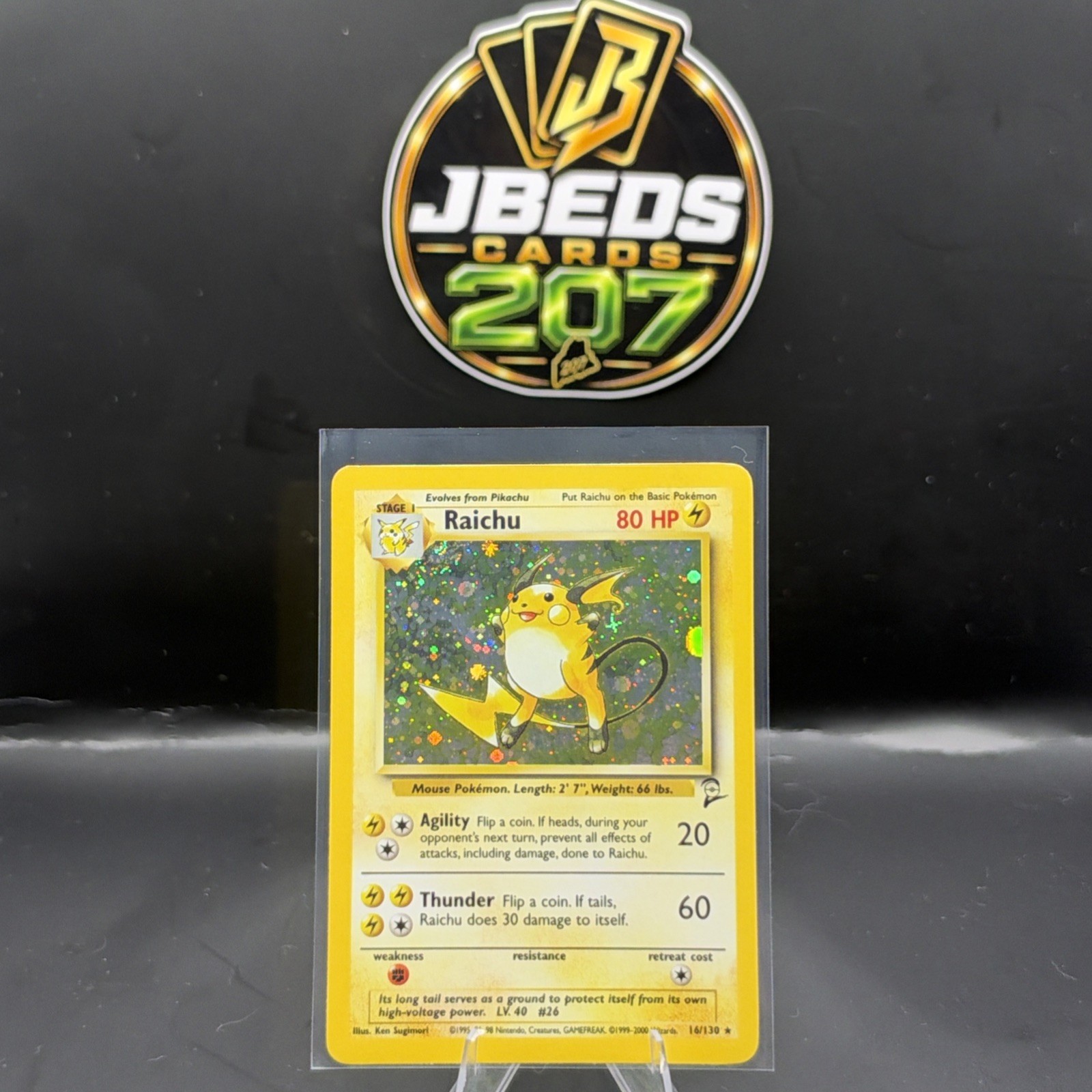 Pokémon TCG Base Set 2 Raichu Holo Rare Card 16/130 With Swirl MP Condition Pokémon TCG Base Set 2 Raichu Holo Rare Card 16/130 With Swirl MP Condition