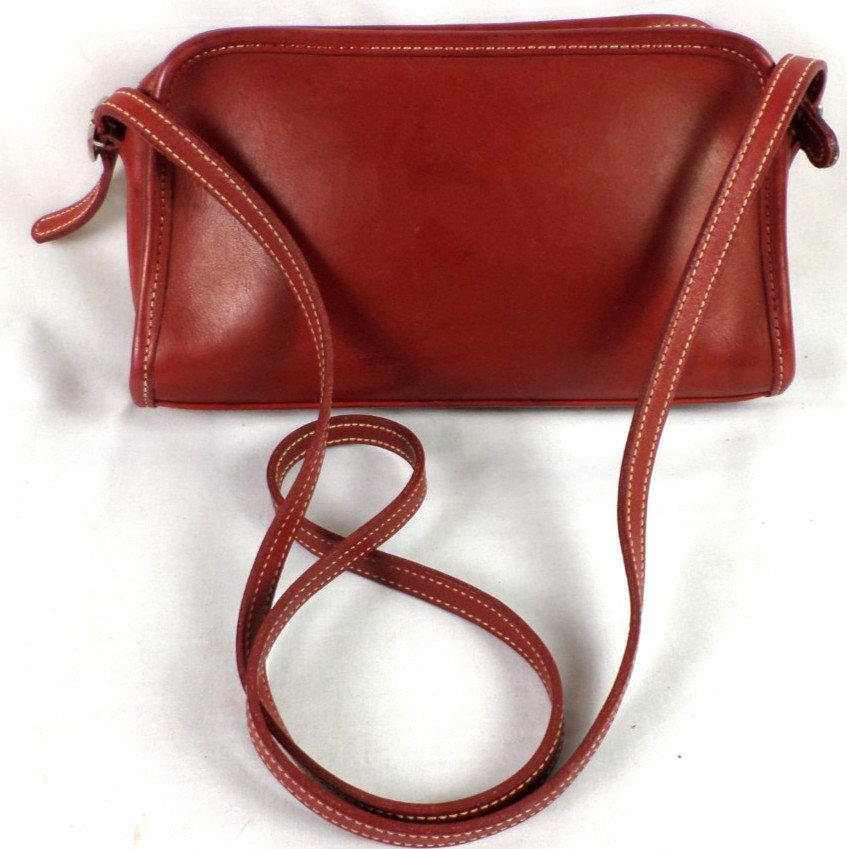 Vintage COACH 9138 Carmine RED Leather USA Mimosa Zip Crossbody Shoulder Bag XN