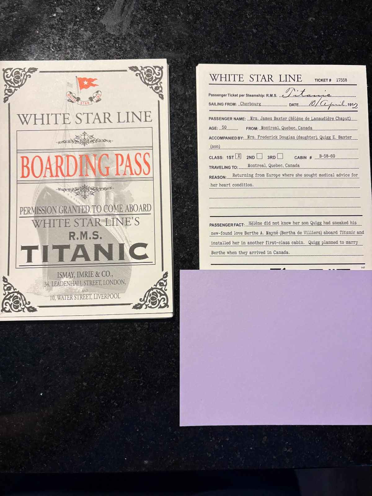 RMS Titanic Boarding Pass History Memorabilia Gifts (Set of 2) RMS Titanic Boarding Pass History Memorabilia Gifts (Set of 2)