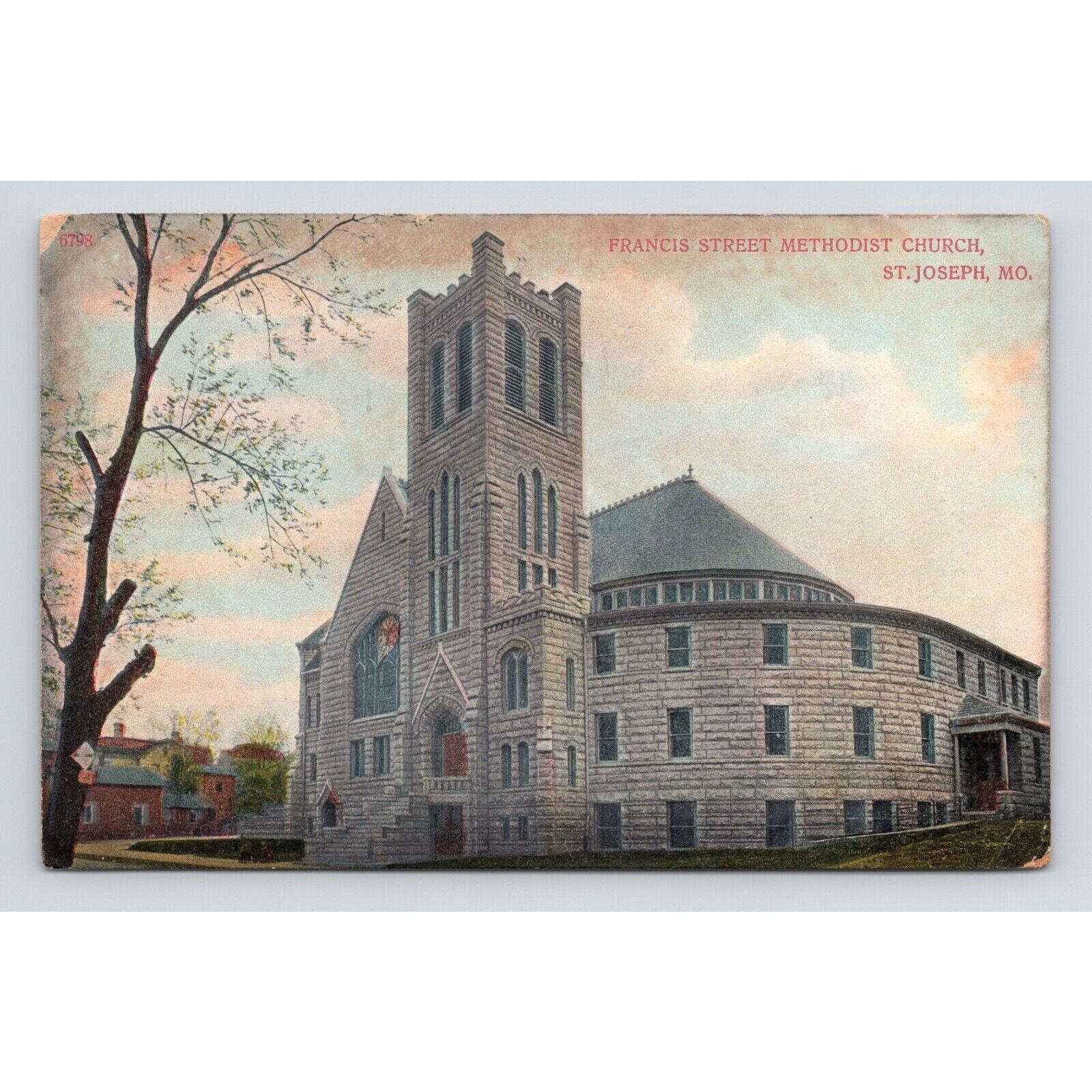 Antique Vintage 1909 Postcard Francis Street Methodist Church St Joseph Missouri