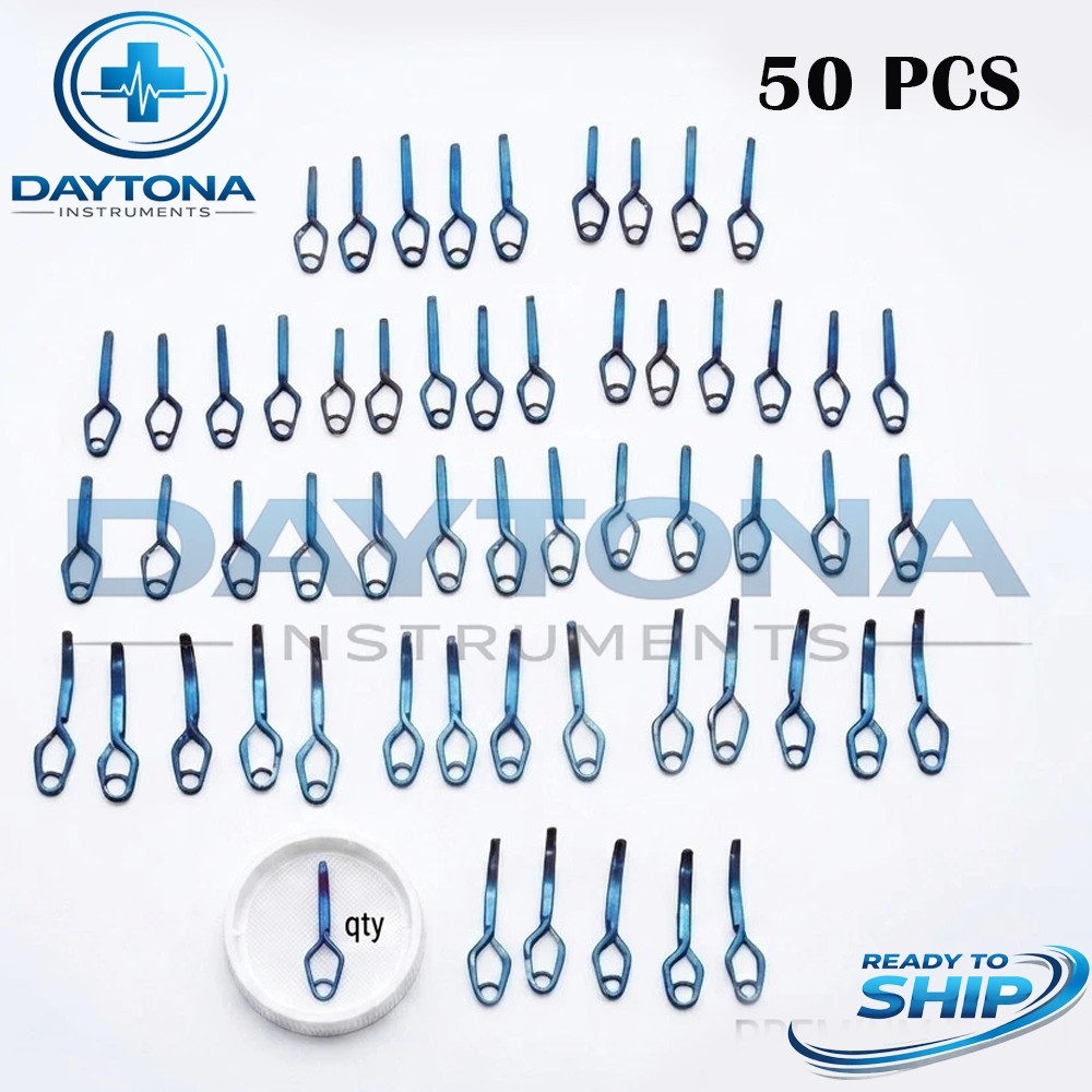 50PC Titanium Aneurysm Clips Set Neurosurgery Brain Surgical Instrument Premium