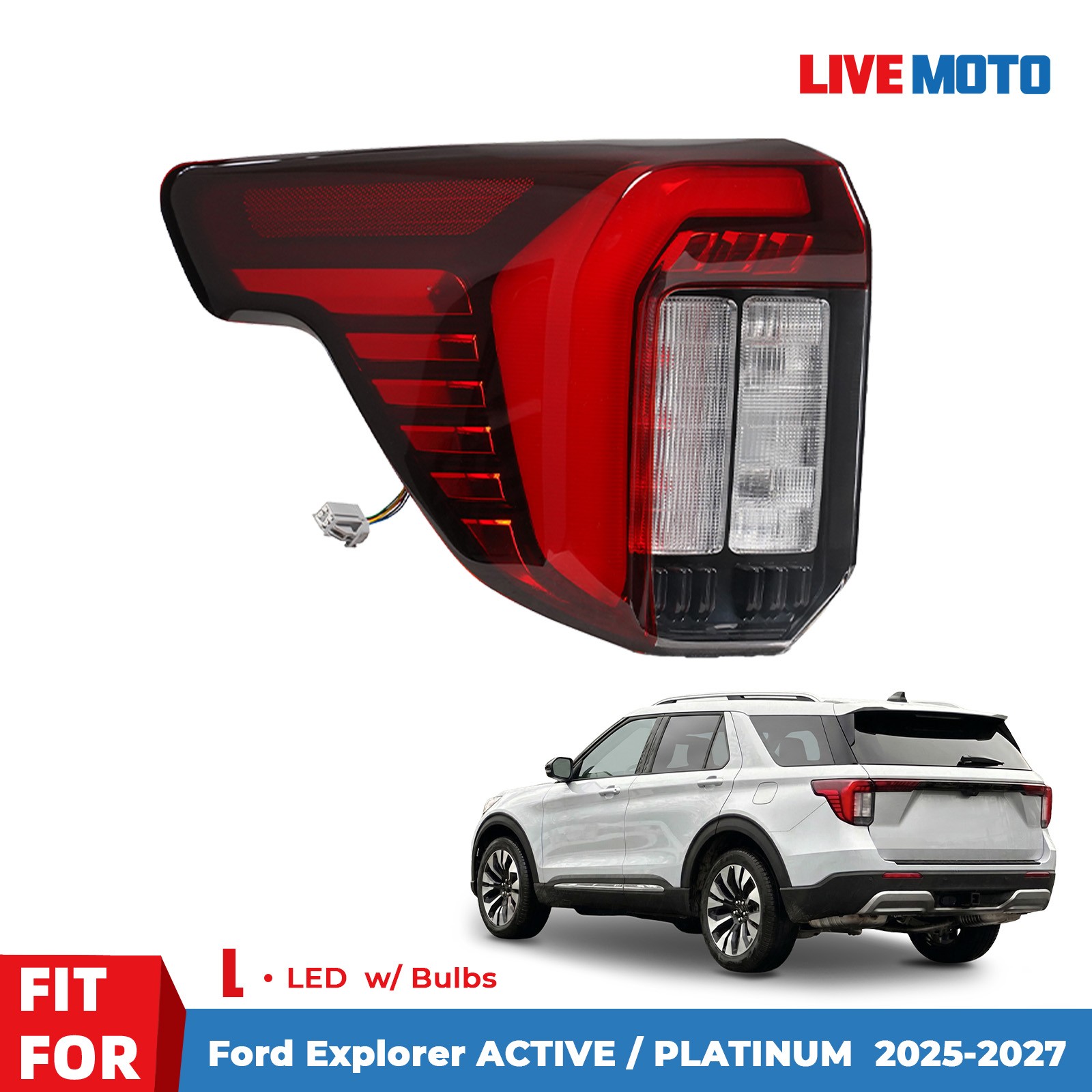For 2025-2027 Ford Explorer LED Tail Light Left Driver Side w/ Bulbs RB5Z13405A For 2025-2027 Ford Explorer LED Tail Light Left Driver Side w/ Bulbs RB5Z13405A