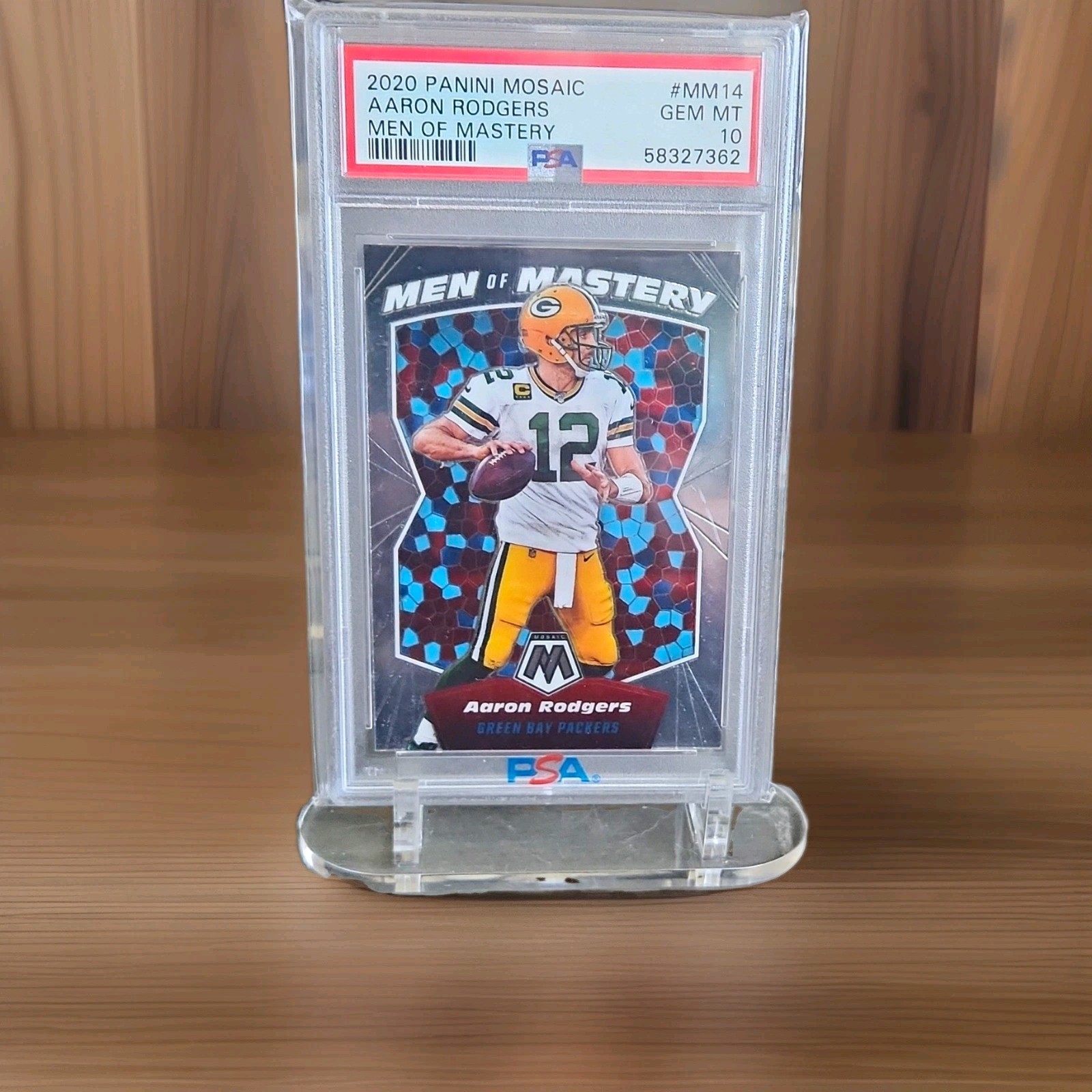 Panini 2020 Mosaic Men of Mastery Aaron Rodgers Packers #MM14 PSA 10 Panini 2020 Mosaic Men of Mastery Aaron Rodgers Packers #MM14 PSA 10