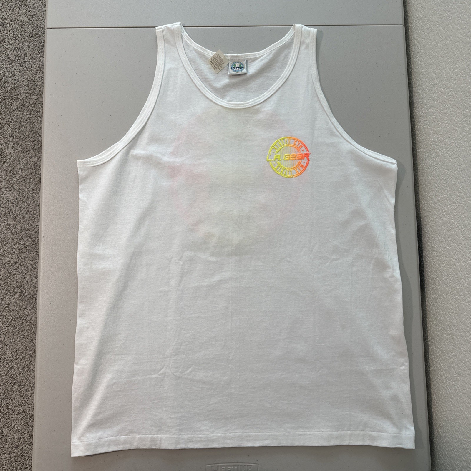 Vintage 1980s L.A. Gear Street Gym Neon Puff Print Tank Top XL Deadstock USA NWT