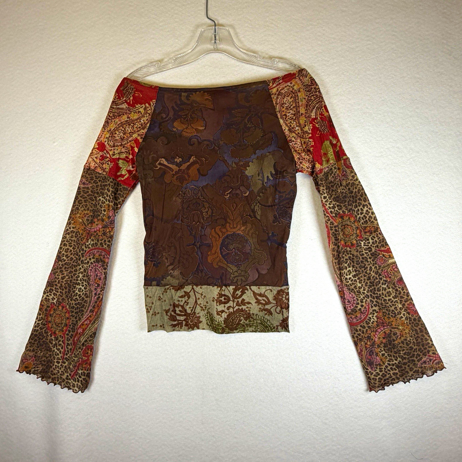 Weston Wear Womens Western Multicolor Boat Neck Flared Sleeve Blouse Sz Lrg Weston Wear Womens Western Multicolor Boat Neck Flared Sleeve Blouse Sz Lrg