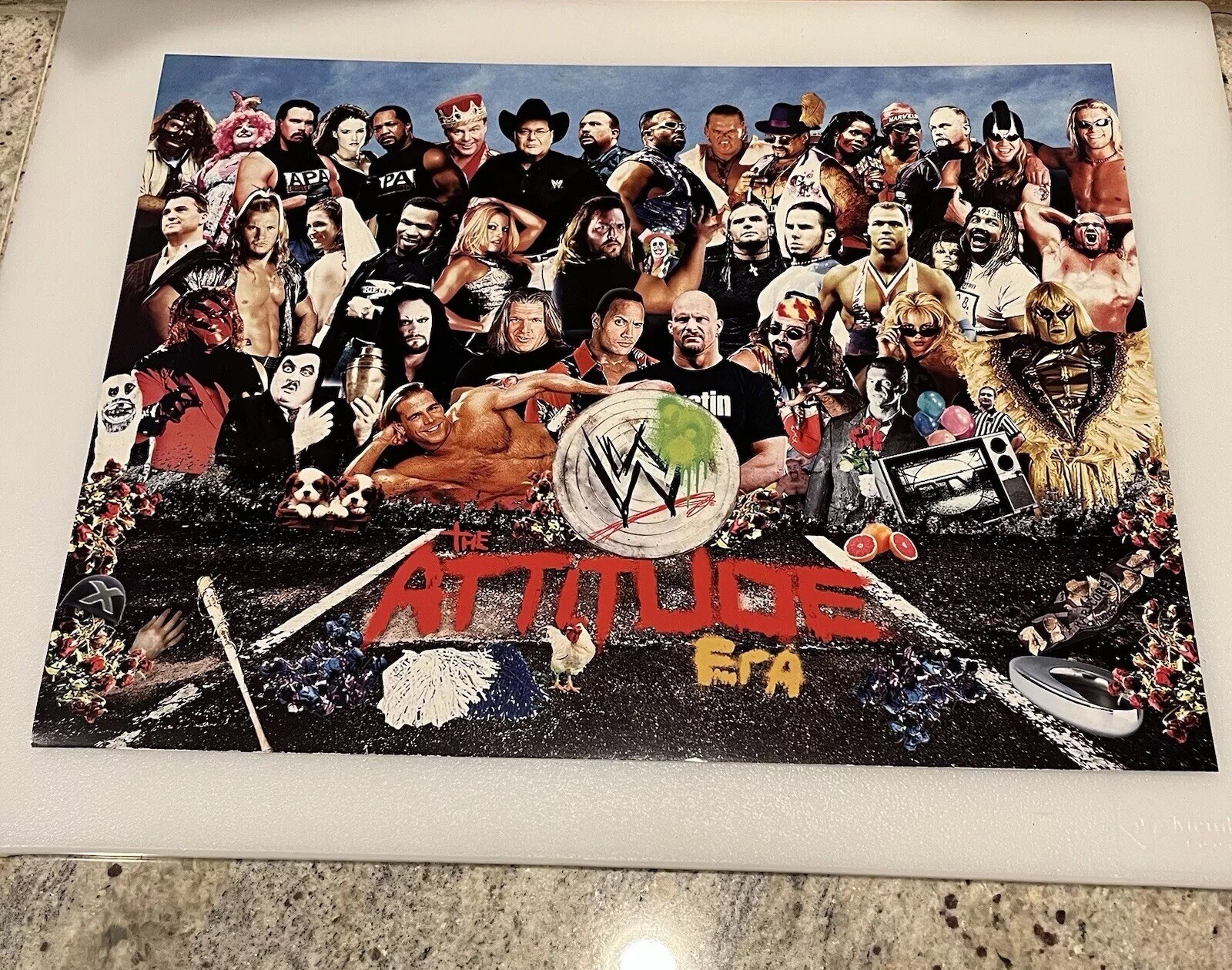 WWF WWE Attitude Era Sgt Peppers Poster Print The Rock Pro Wrestling 12” x 16”