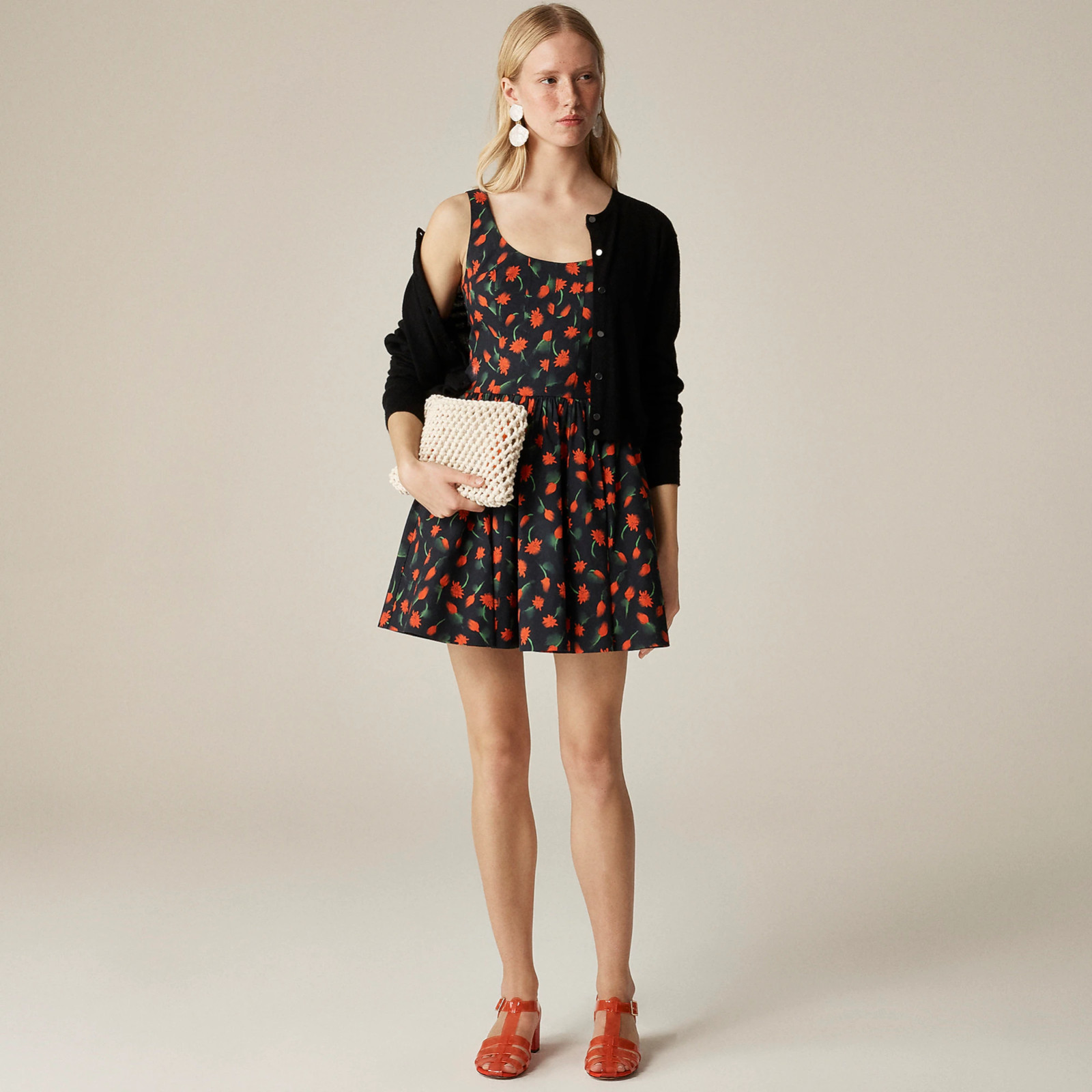 New J.CREW Fit and Flare Mini Dress Painted Daisy Print Black Multi $148 CK810 New J.CREW Fit and Flare Mini Dress Painted Daisy Print Black Multi $148 CK810