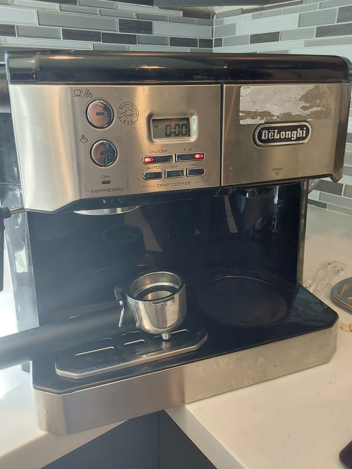 DeLonghi BCO430 Espresso Maker and 10-Cup Coffee Maker Combo Tested Works READ