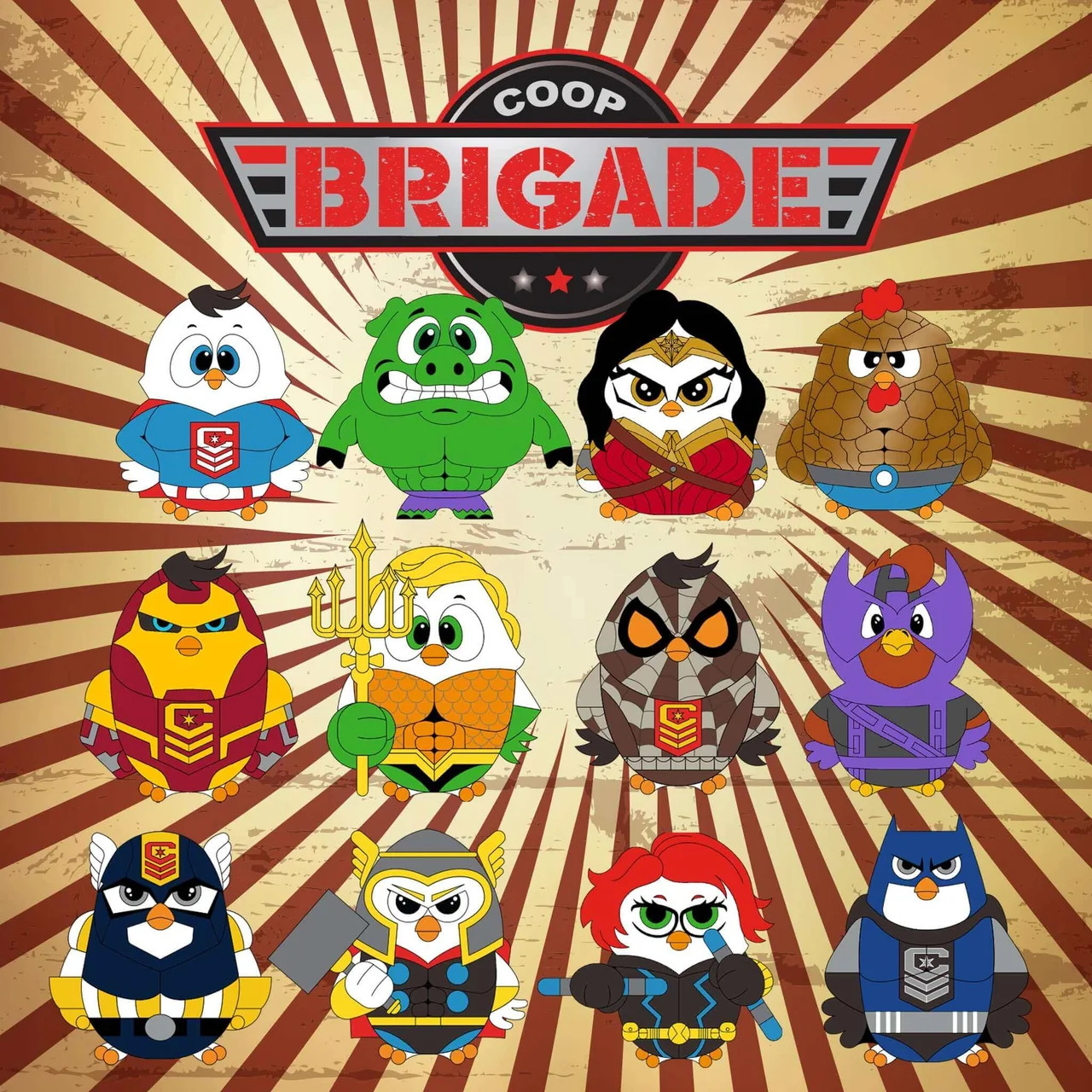 Variety Coop squad toy: The Brigade Coops- Bag of 12, plus Golden/Silver chance Variety Coop squad toy: The Brigade Coops- Bag of 12, plus Golden/Silver chance