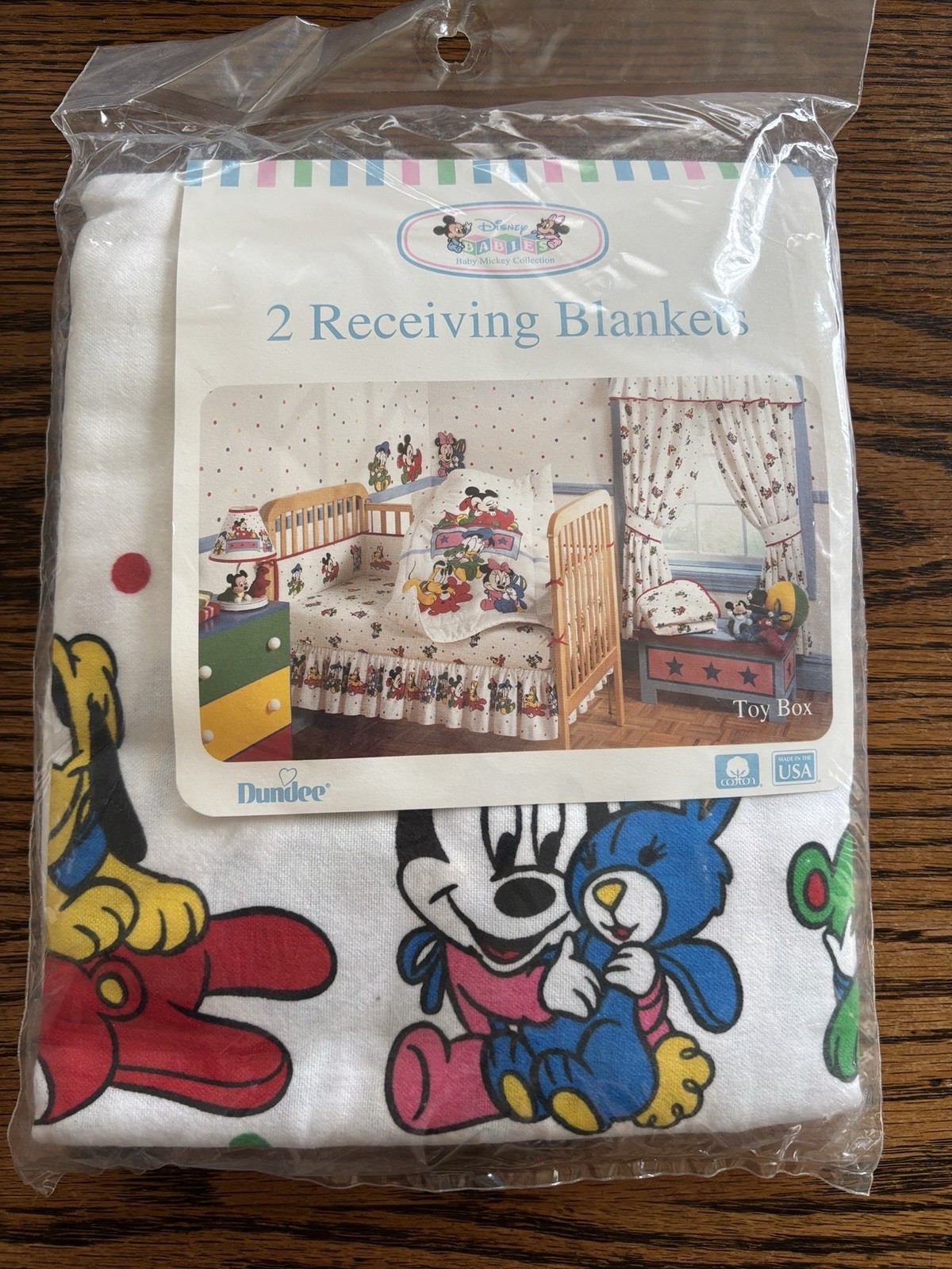 Vintage Disney Babies Mickey Minnie Mouse Baby Receiving Blanket Donald Pluto