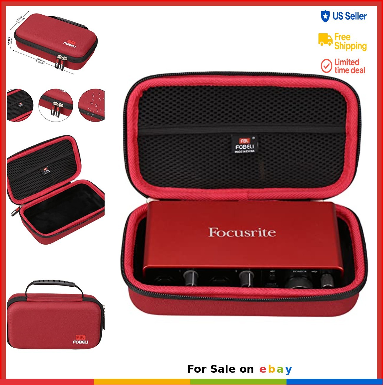EVA Hard Case 8.2x4.5x2.7 Inches Zipper Closure Waterproof Shockproof Audio
