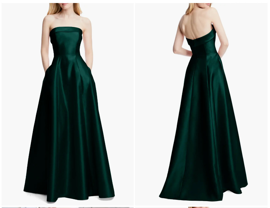 Alfred Sung Evergreen Strapless Cuff Satin Gown Size 10 $281 D843 Alfred Sung Evergreen Strapless Cuff Satin Gown Size 10 $281 D843