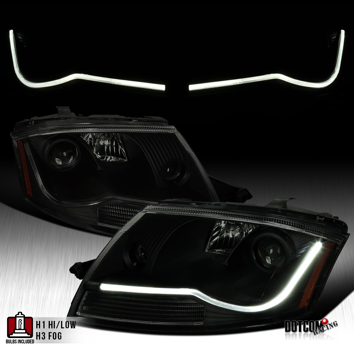 Fit 1999-2006 Audi TT Black Smoke LED Bar Projector Headlights Lamps Left+Right Fit 1999-2006 Audi TT Black Smoke LED Bar Projector Headlights Lamps Left+Right