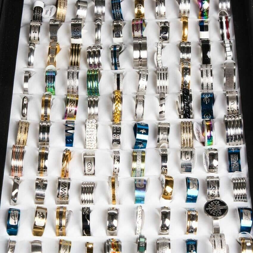 100x Mixed Rings Bulk Finger Band Ring Lot Men Women Jewelry Wholesale 100x Mixed Rings Bulk Finger Band Ring Lot Men Women Jewelry Wholesale