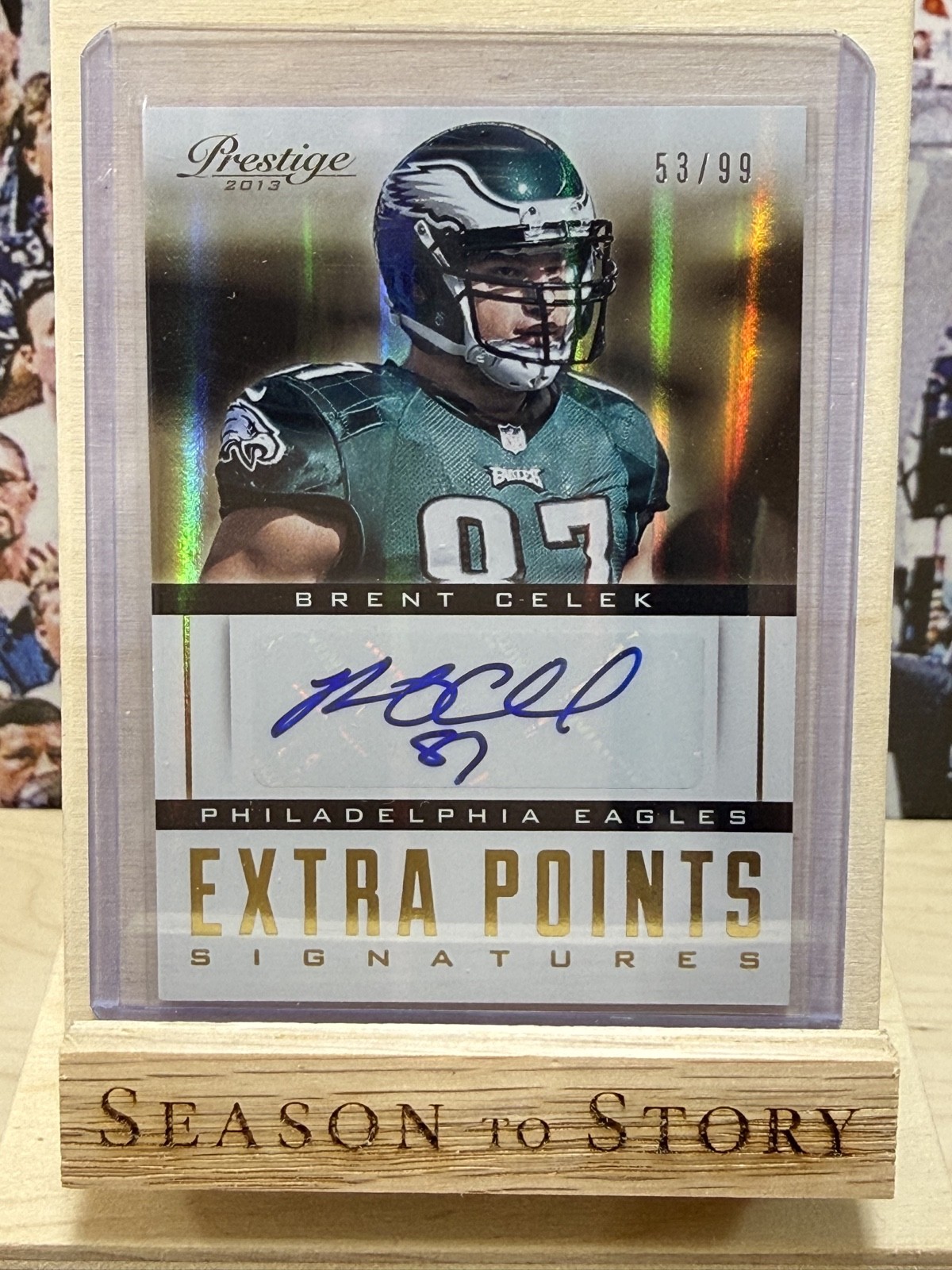2013 Panini Prestige - Extra Points Black Signatures Brent Celek #12 /99 (AU) 2013 Panini Prestige - Extra Points Black Signatures Brent Celek #12 /99 (AU)
