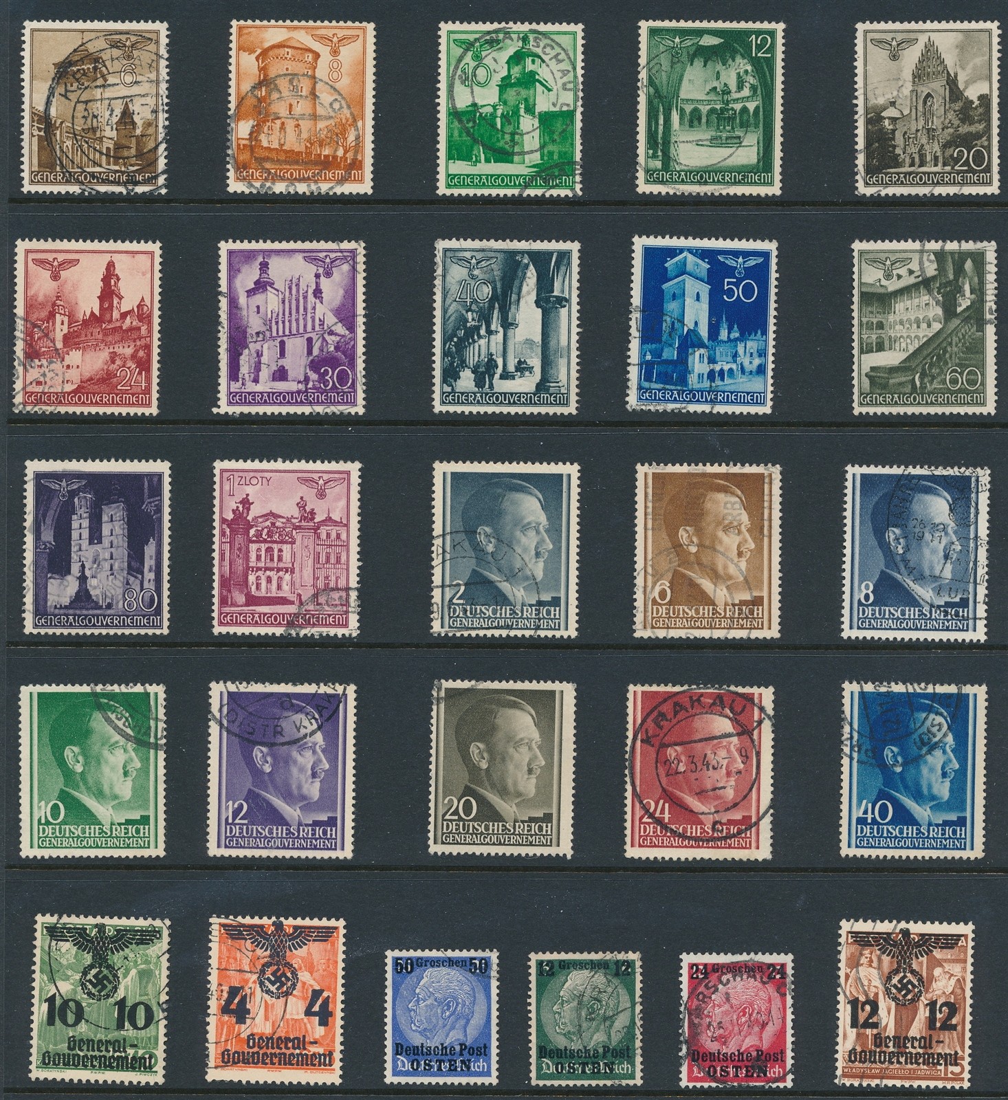 Lot-R Stamp Germany Poland WWII Hitler Osten Hindenburg Warsaw U