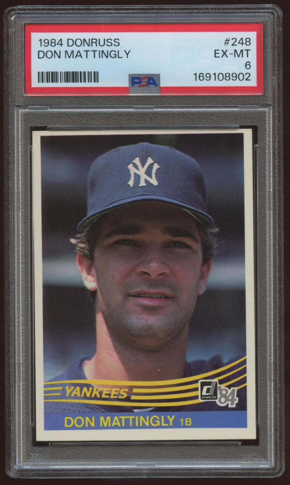 1984 Donruss #248 Don Mattingly RC PSA 6 EX-MT Yankees Rookie Card 1984 Donruss #248 Don Mattingly RC PSA 6 EX-MT Yankees Rookie Card