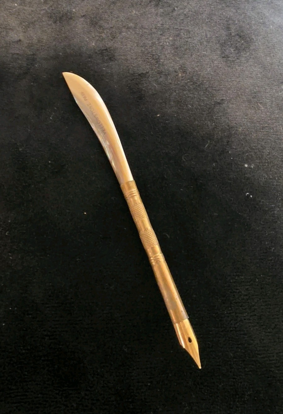 Vintage Regal 14K Gold Nib Abalone Pearl Dip Pen Letter Opener Yellowstone Park
